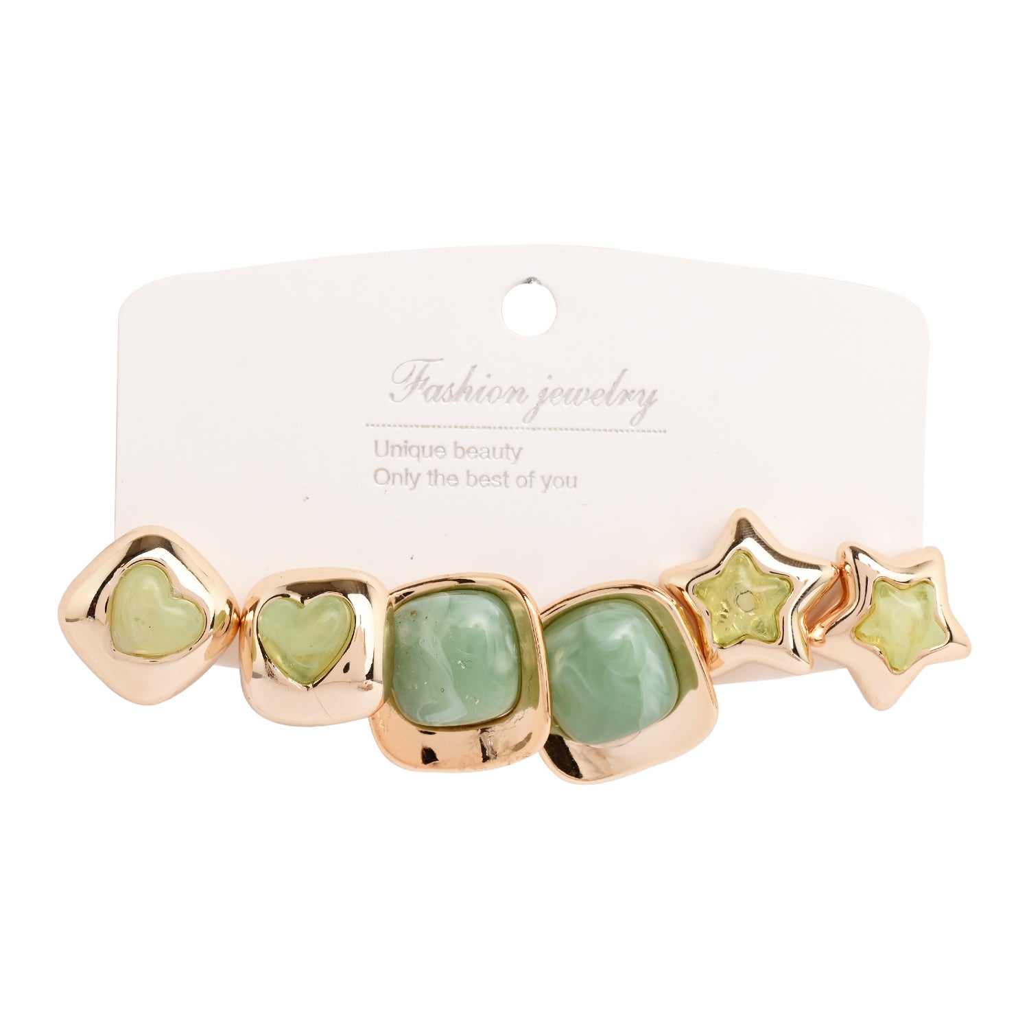 Mint Green – Set of 3 Quirky Enamel Stud Earrings