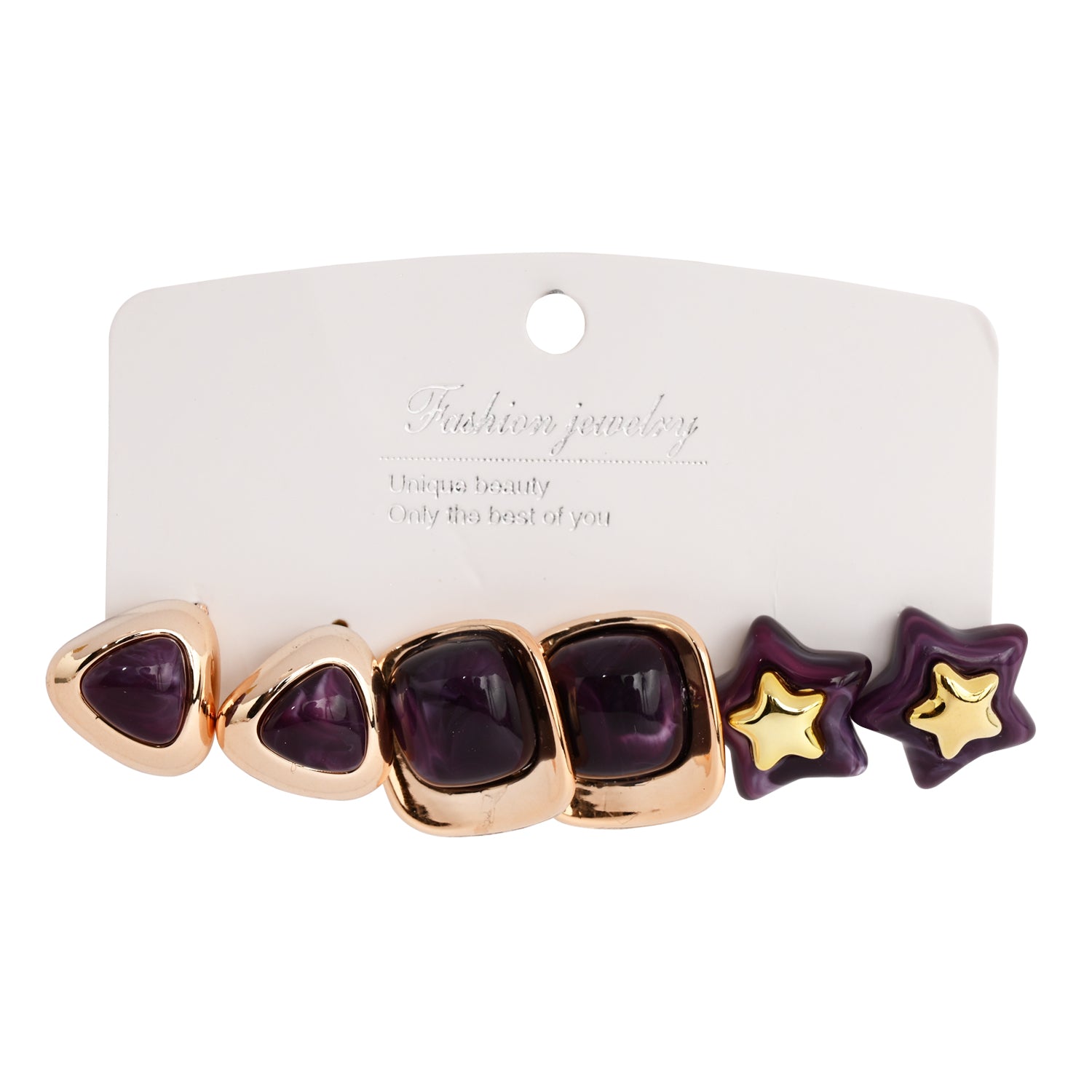 Wine Luxe – Set of 3 Quirky Enamel Stud Earrings