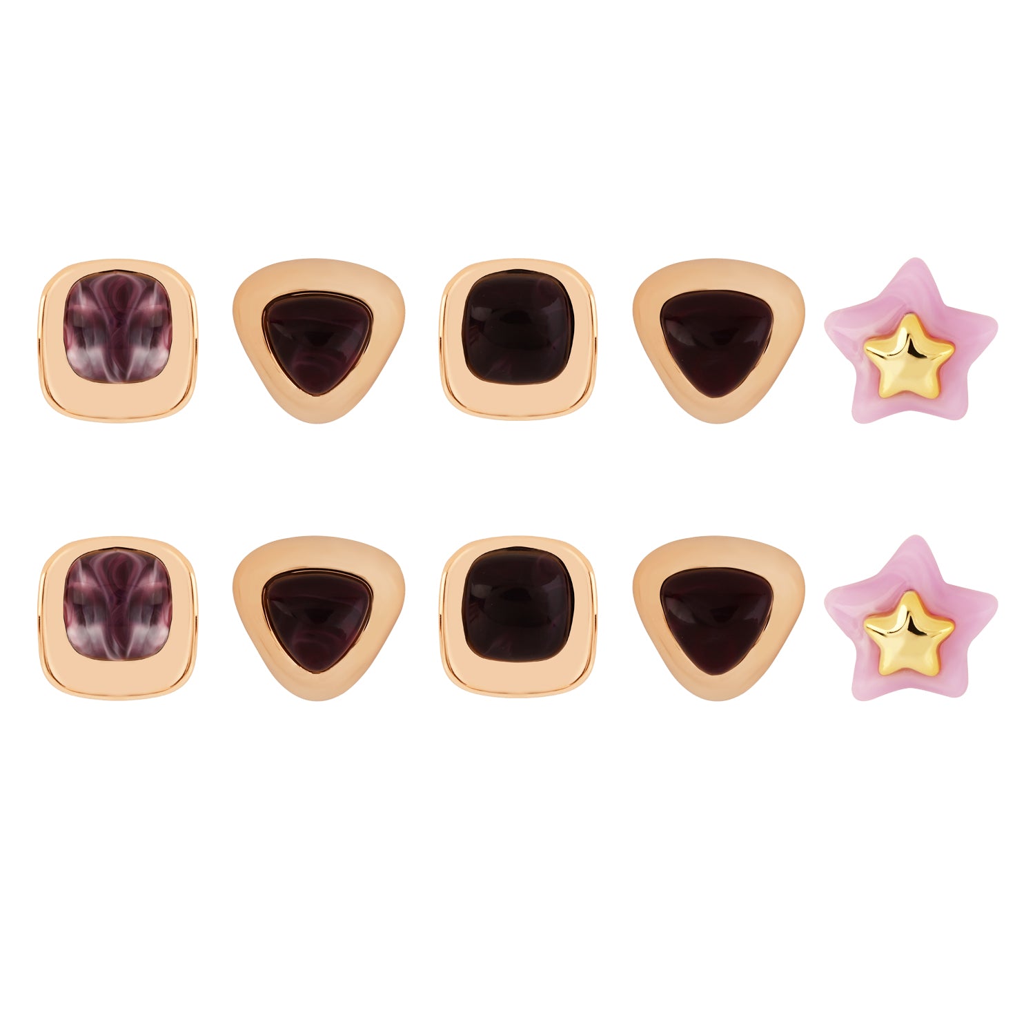 Lavender Dream – Set of 3 Quirky Enamel Stud Earrings