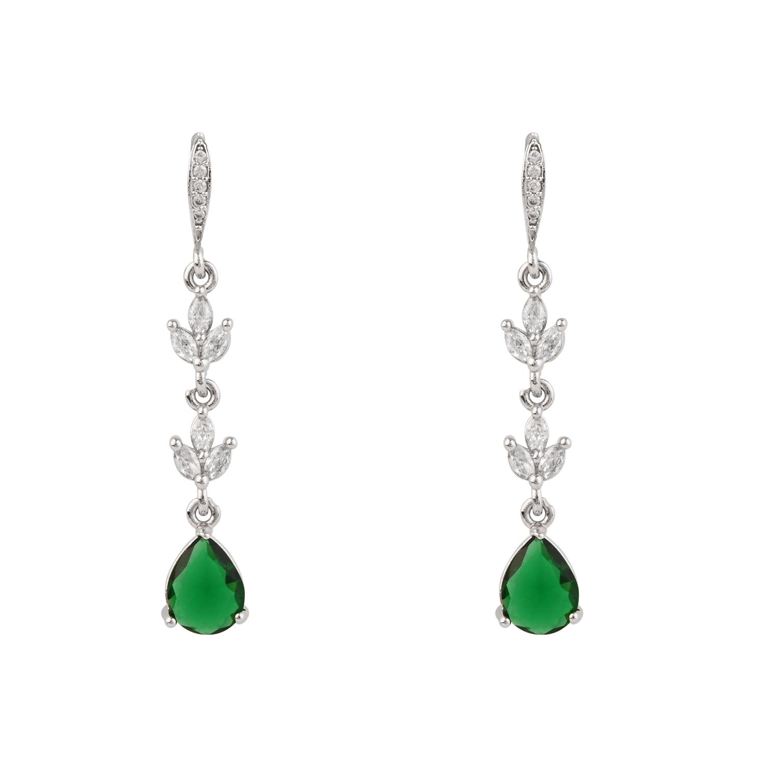 Ayira - Silver Green Earrings