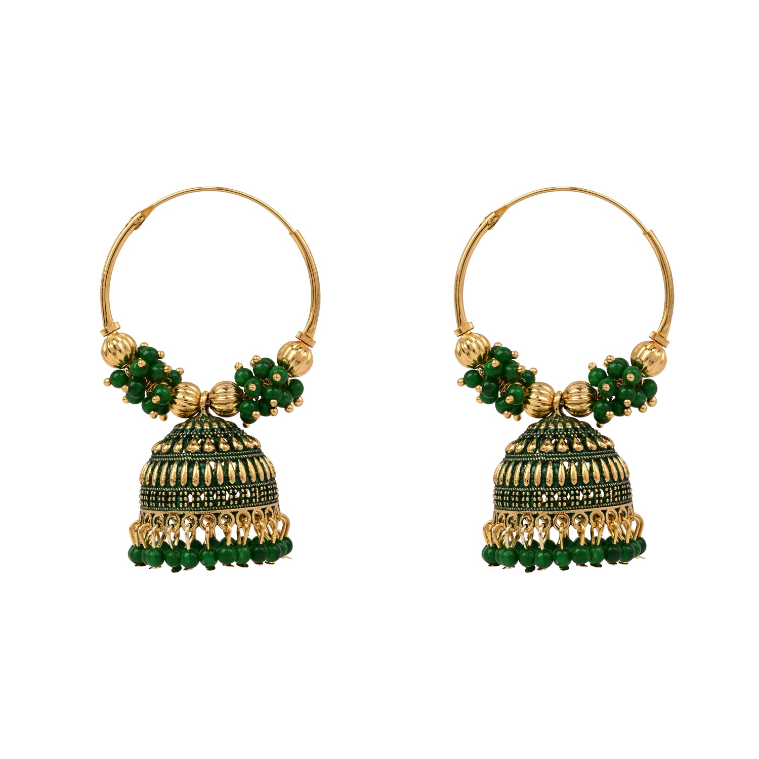 Traditional Hoop Jhumka Earrings with Beaded Detailing