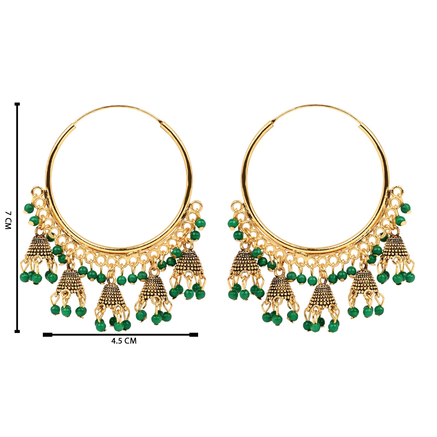 Hoop Earrings with Green Beads