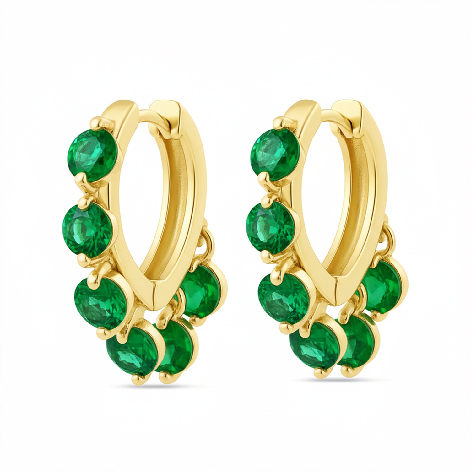 Sarvya -Mini Hoop Earrings with Emerald Inspired Stones