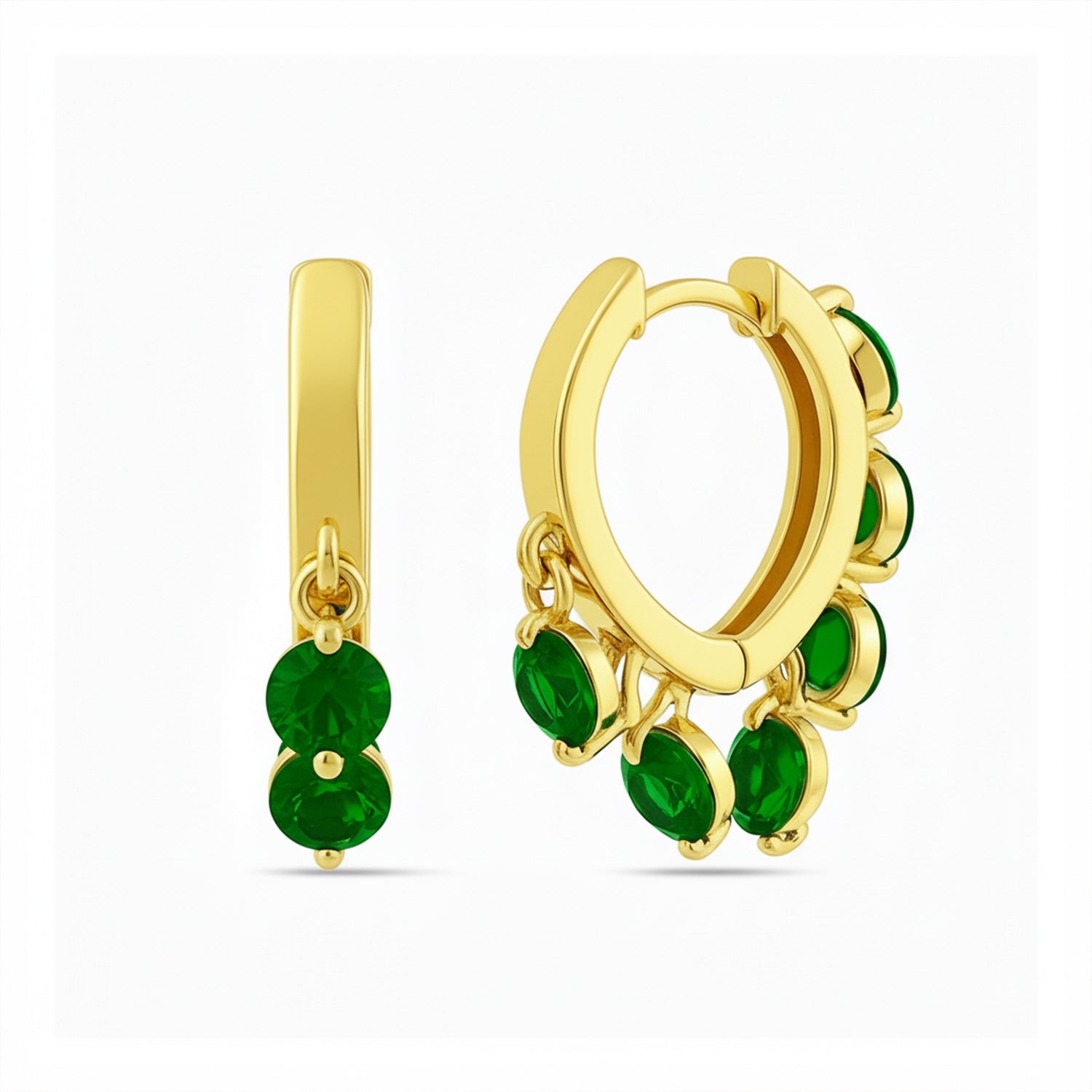 Sarvya -Mini Hoop Earrings with Emerald Inspired Stones
