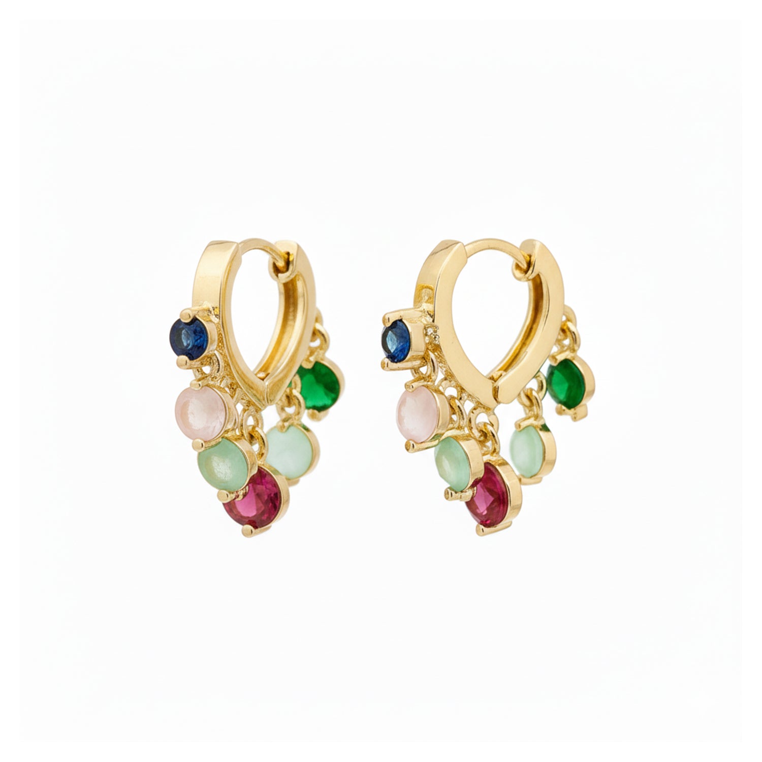 Sarvya - Multicolor Stone Hoop Earrings