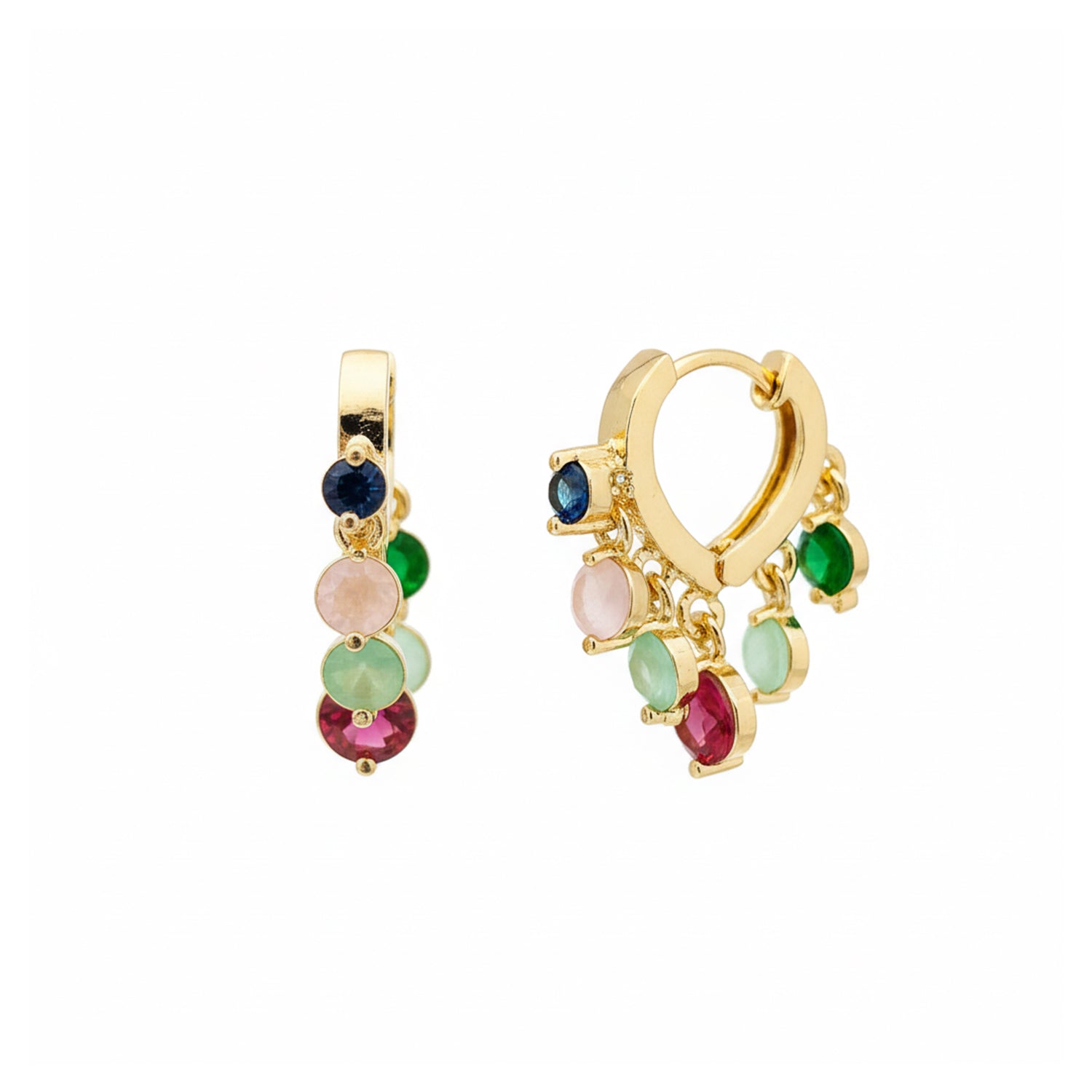 Sarvya - Multicolor Stone Hoop Earrings