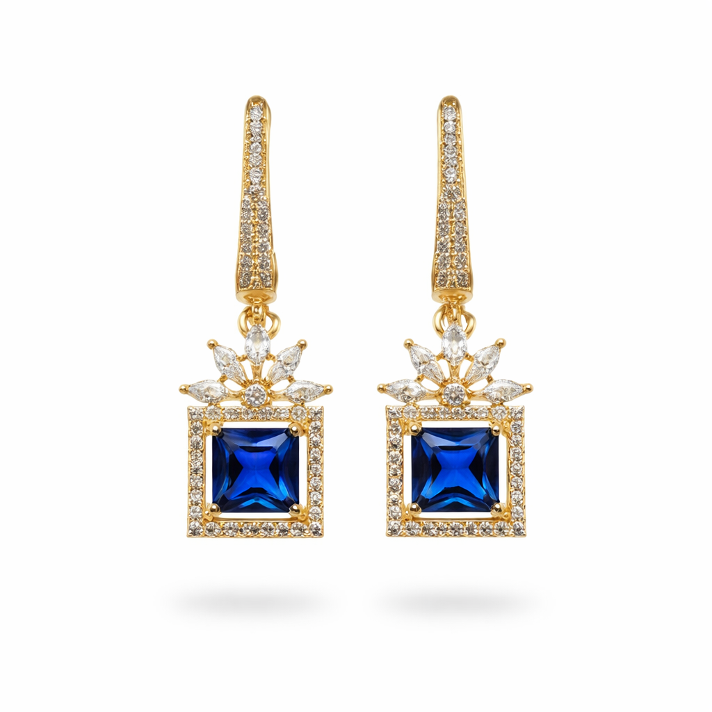 Mireya - Earrings with Blue Style Square Stones