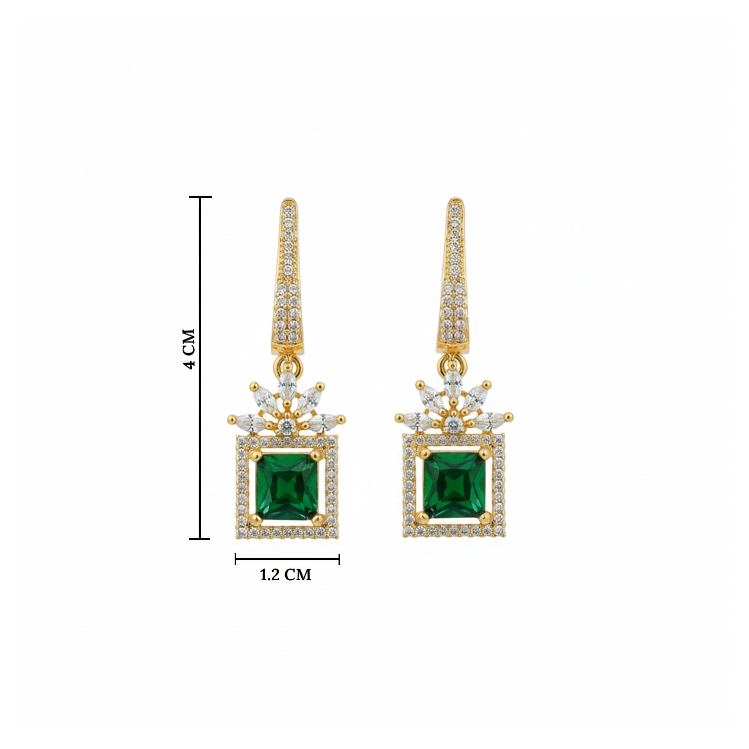 Mireya - Earrings with Emerald Style Square Stones