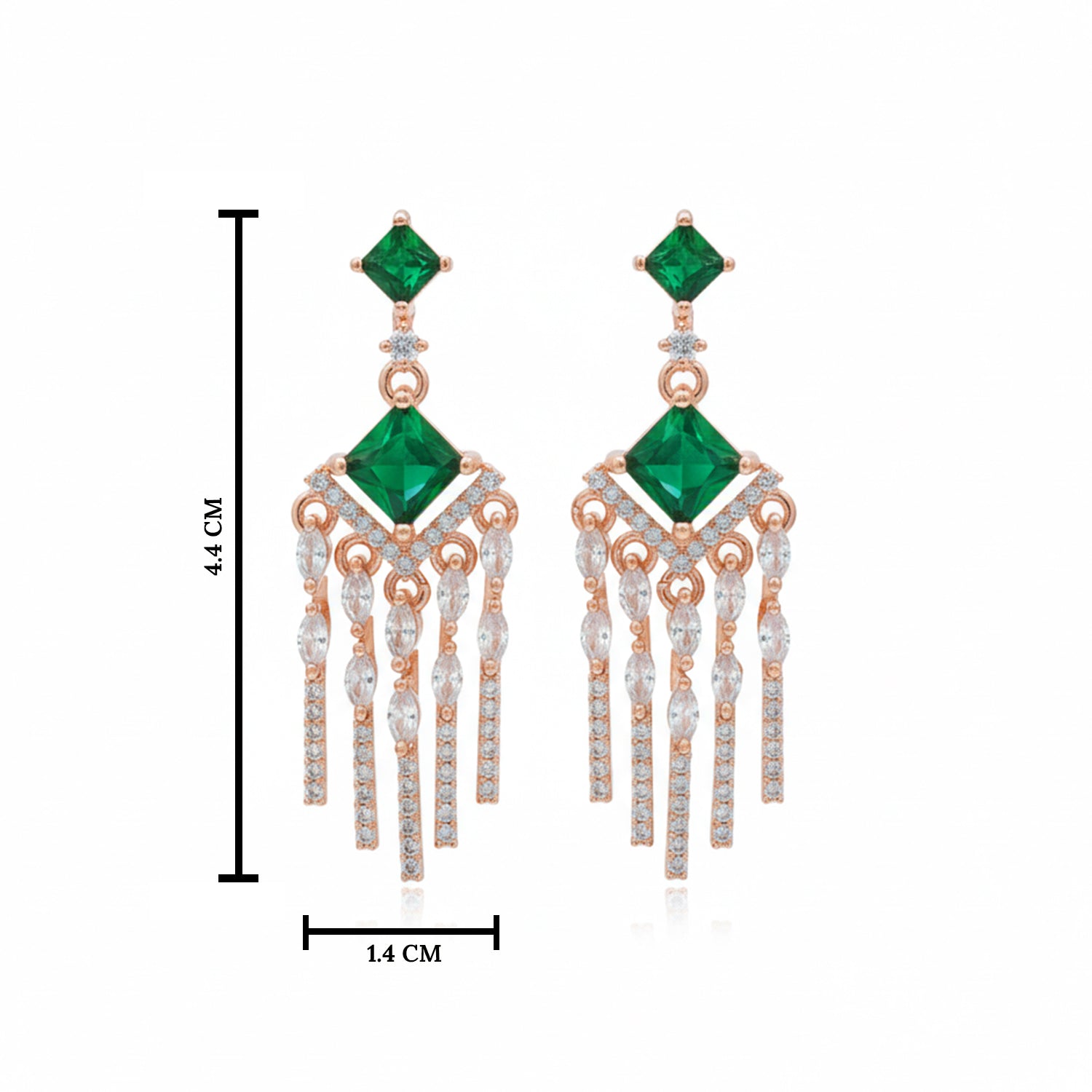 Aarvika - American Diamond Earrings with Green & Emerald Style Stones