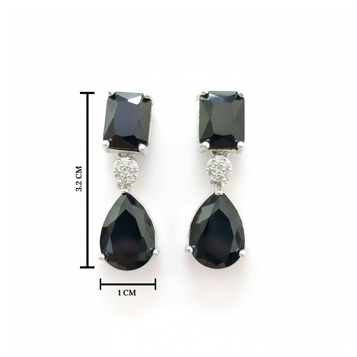 Lia Silver Black Earrings