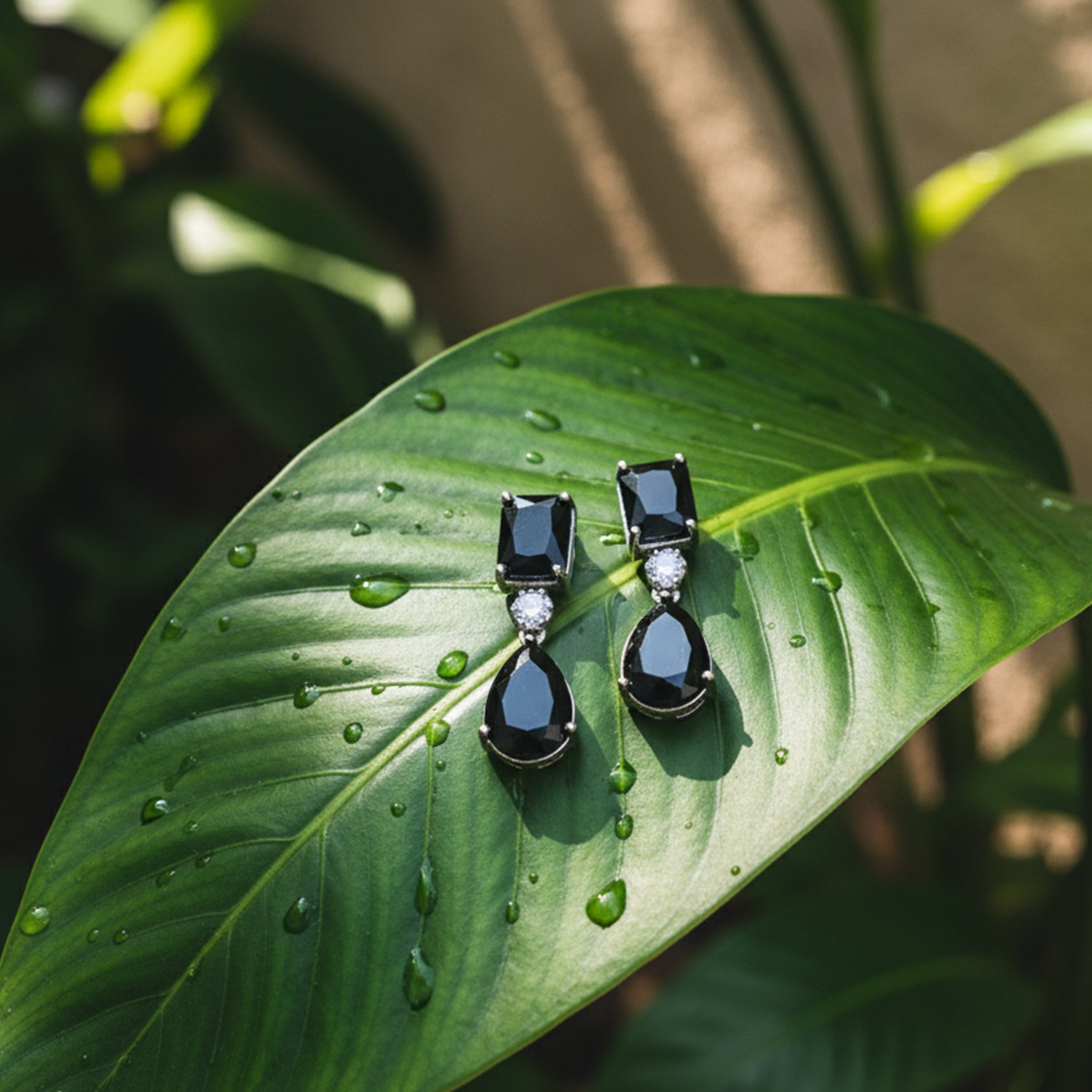 Lia Silver Black Earrings