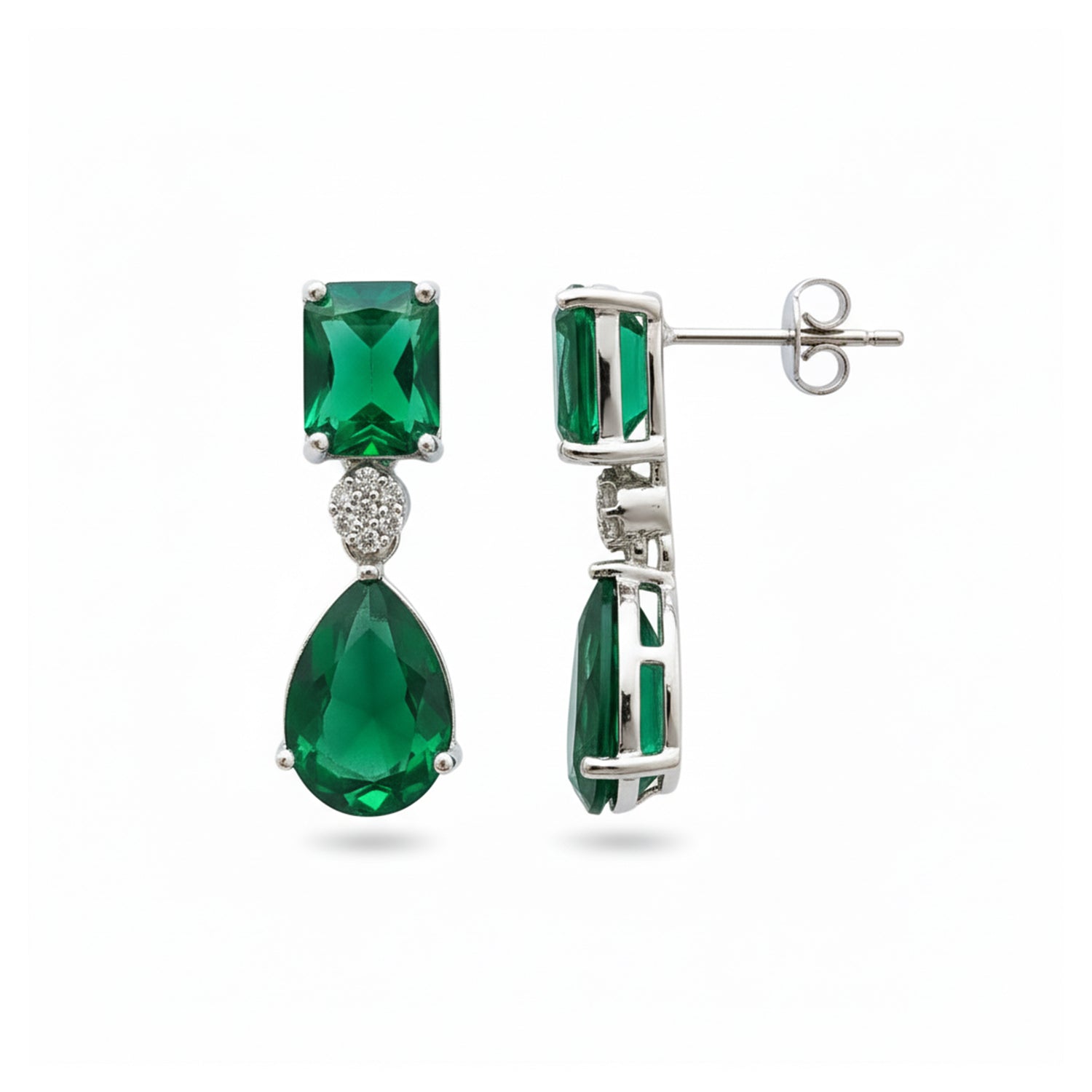 Lia Silver Green Earrings