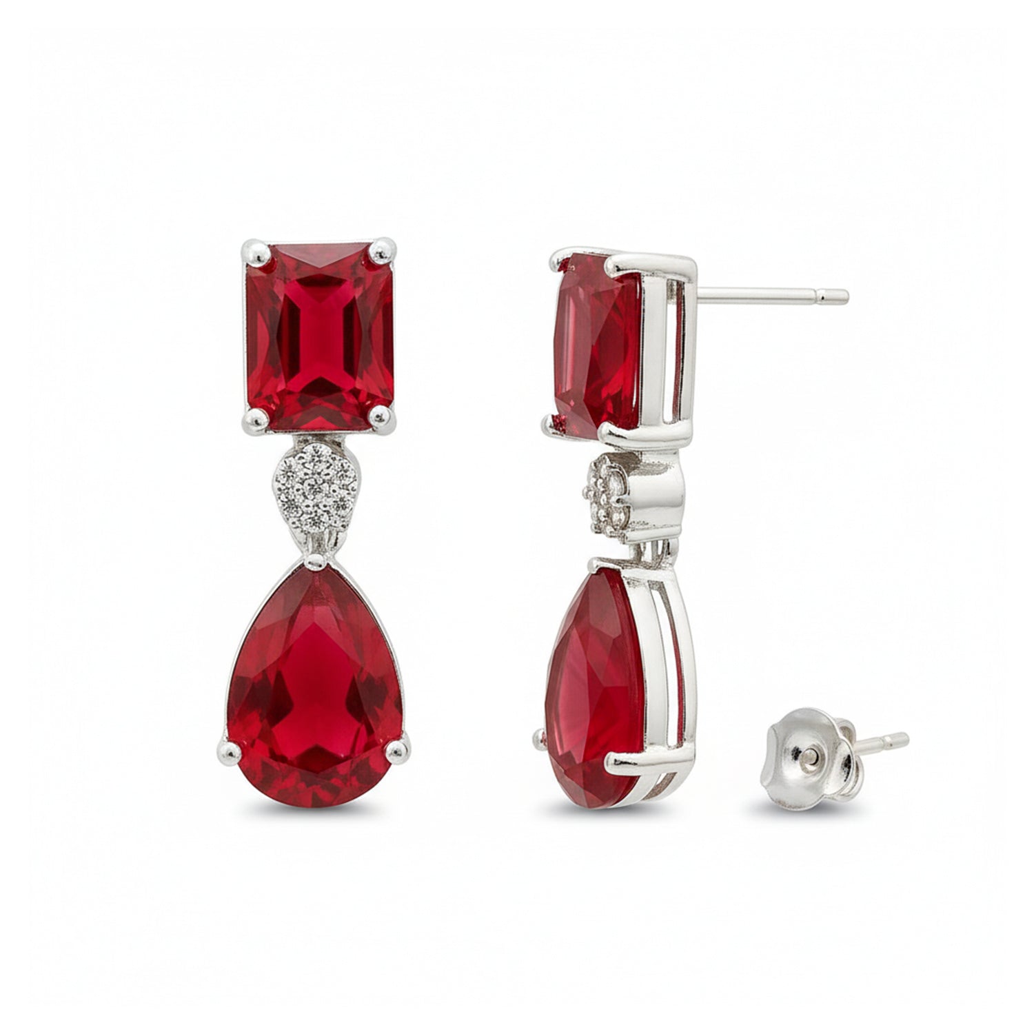 Lia Silver Dark Pink Earrings