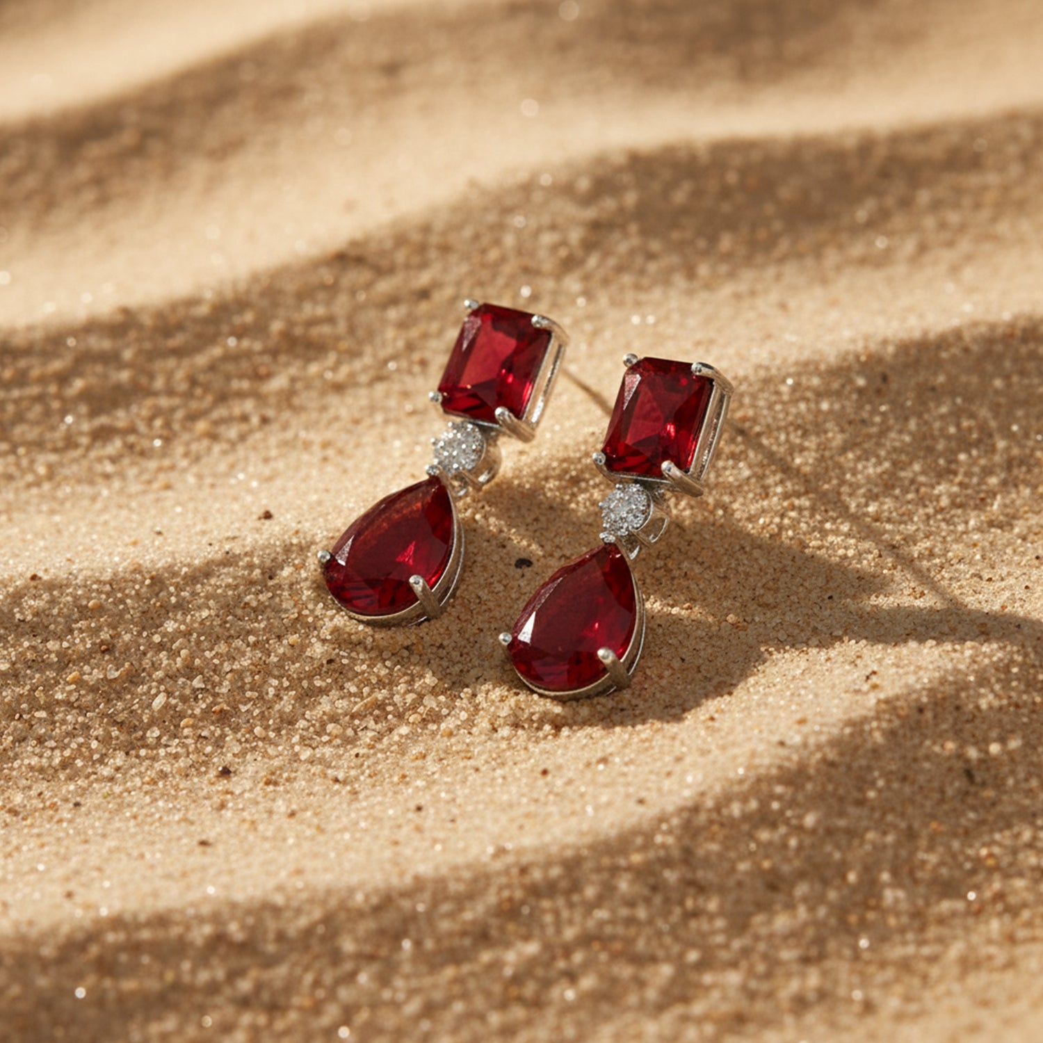 Lia Silver Dark Pink Earrings