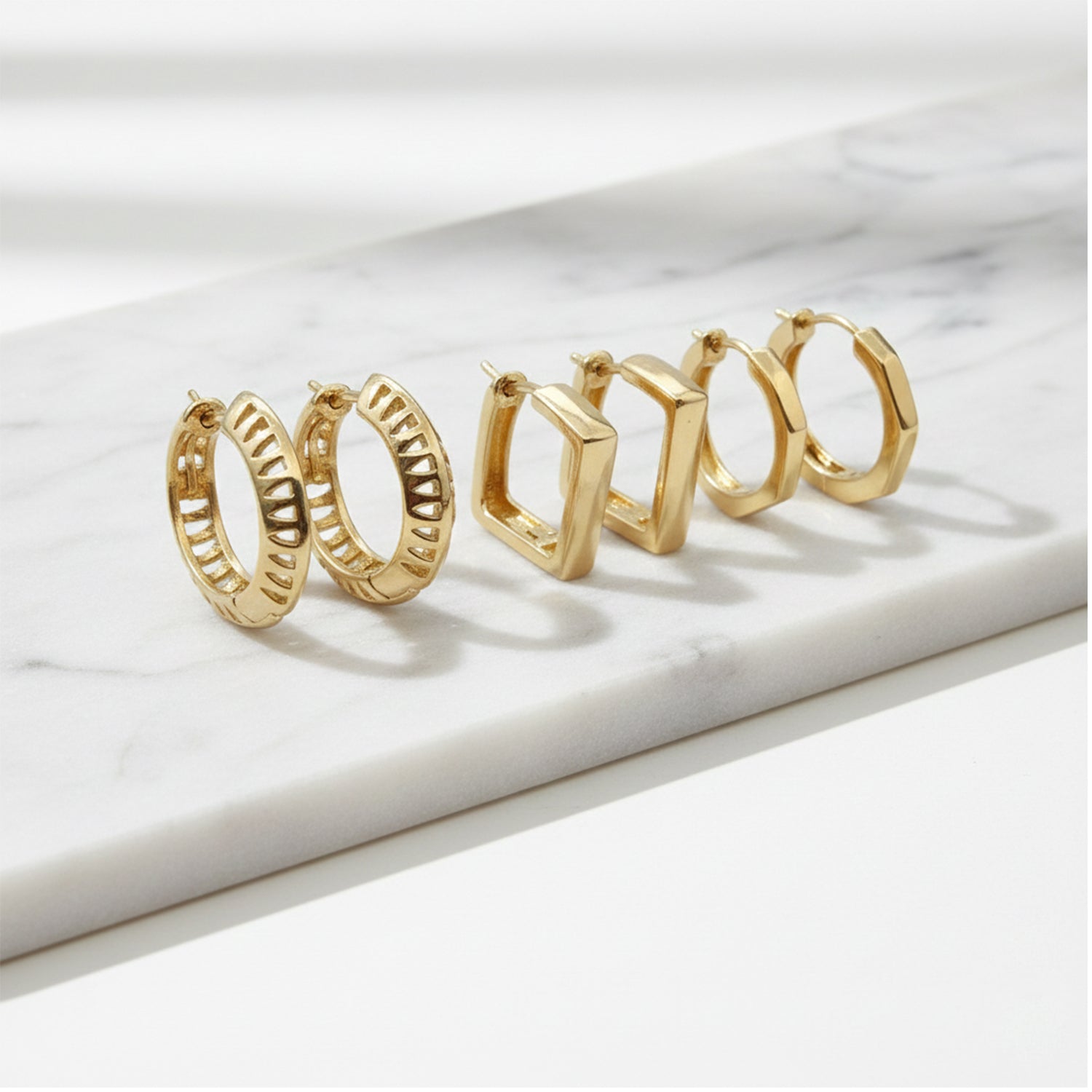 Jolene - Modern Geometric Design Hoop Earrings