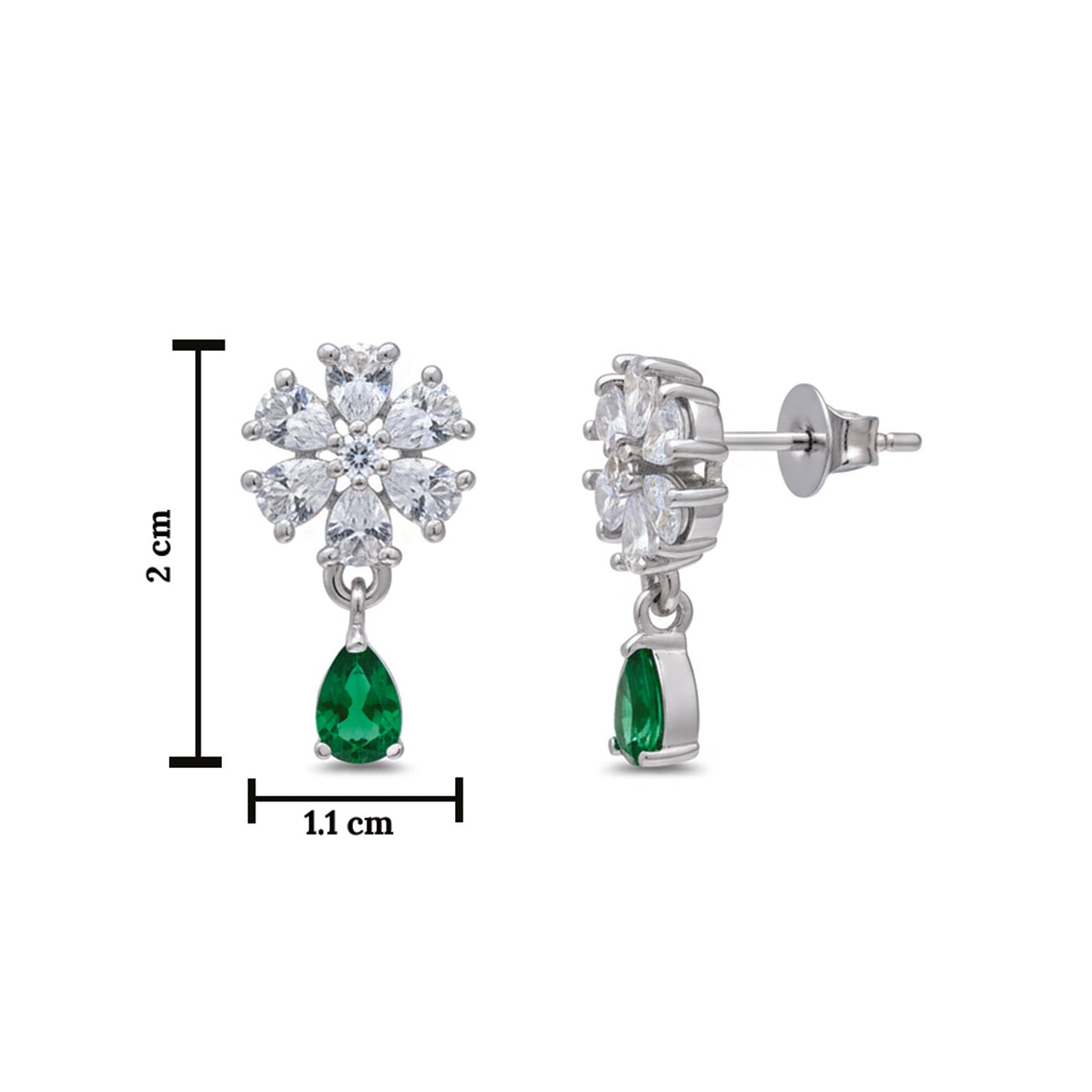 Elara- GreenTeardrop Floral Studs