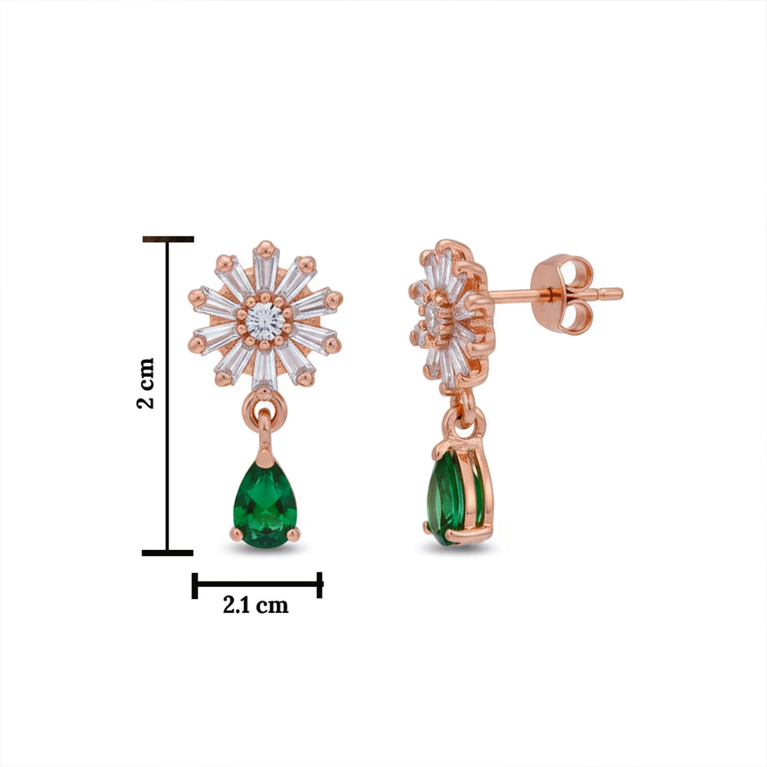 Victoria- Green Flower Drop Earrings