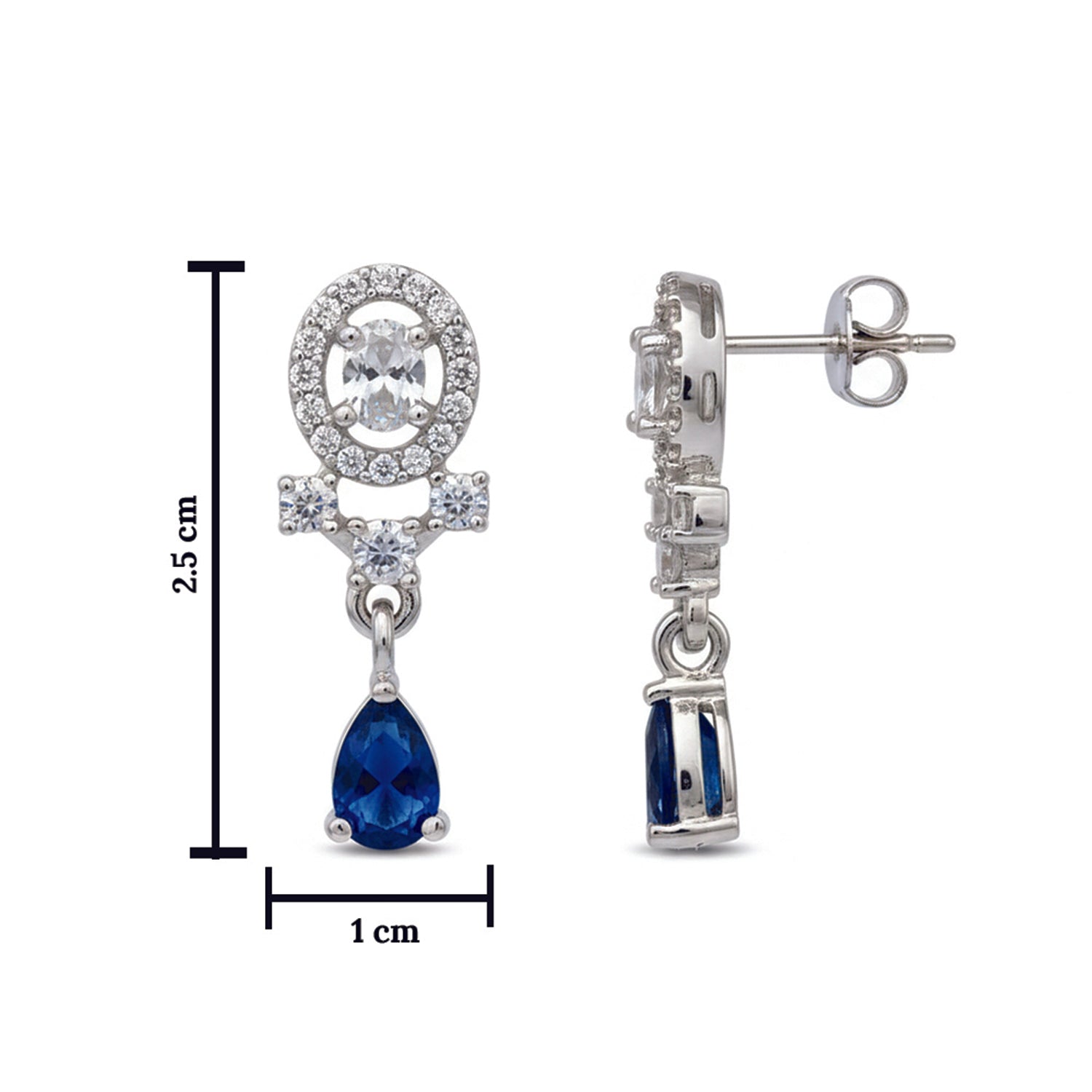 Kiaya- Blue Swirl Pear-Cut Drop Earrings in Sterling Silver