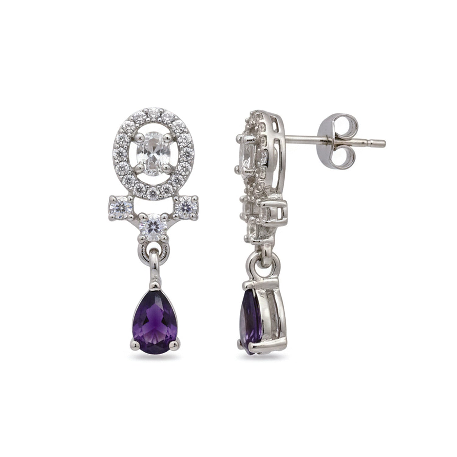 Kiaya- Purple Swirl Pear-Cut Drop Earrings