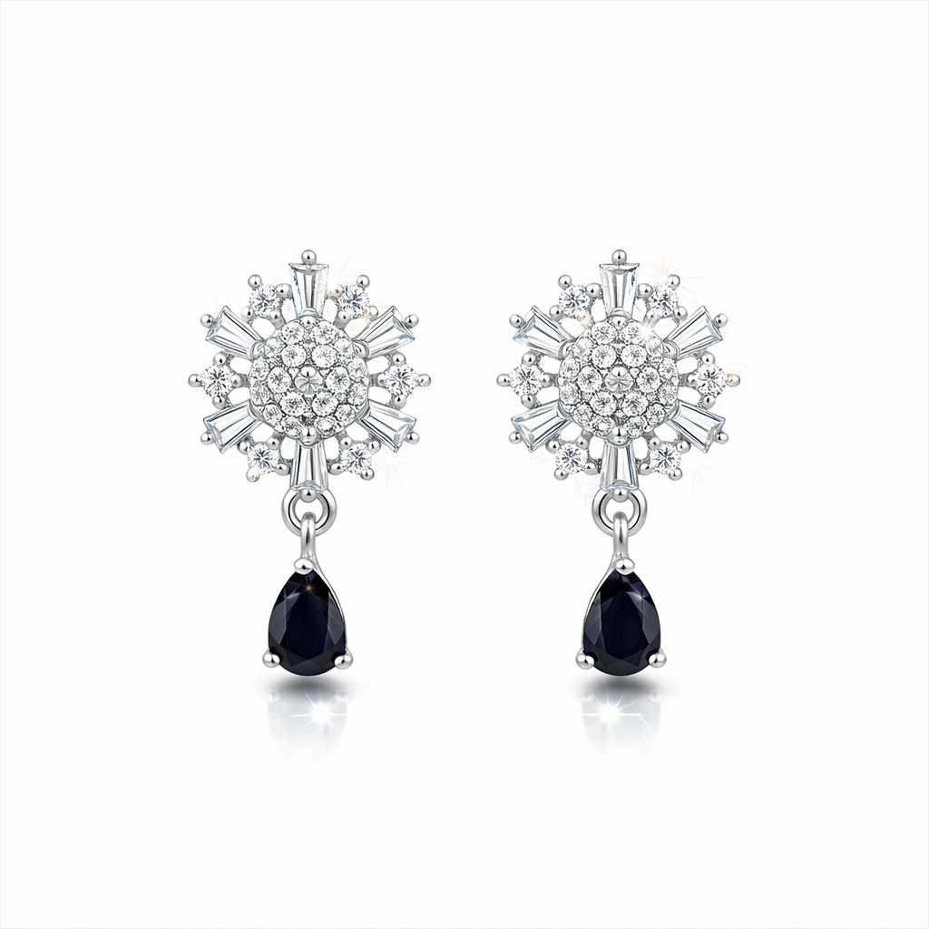 Nysa- Black Winter Bloom Diamond Earrings