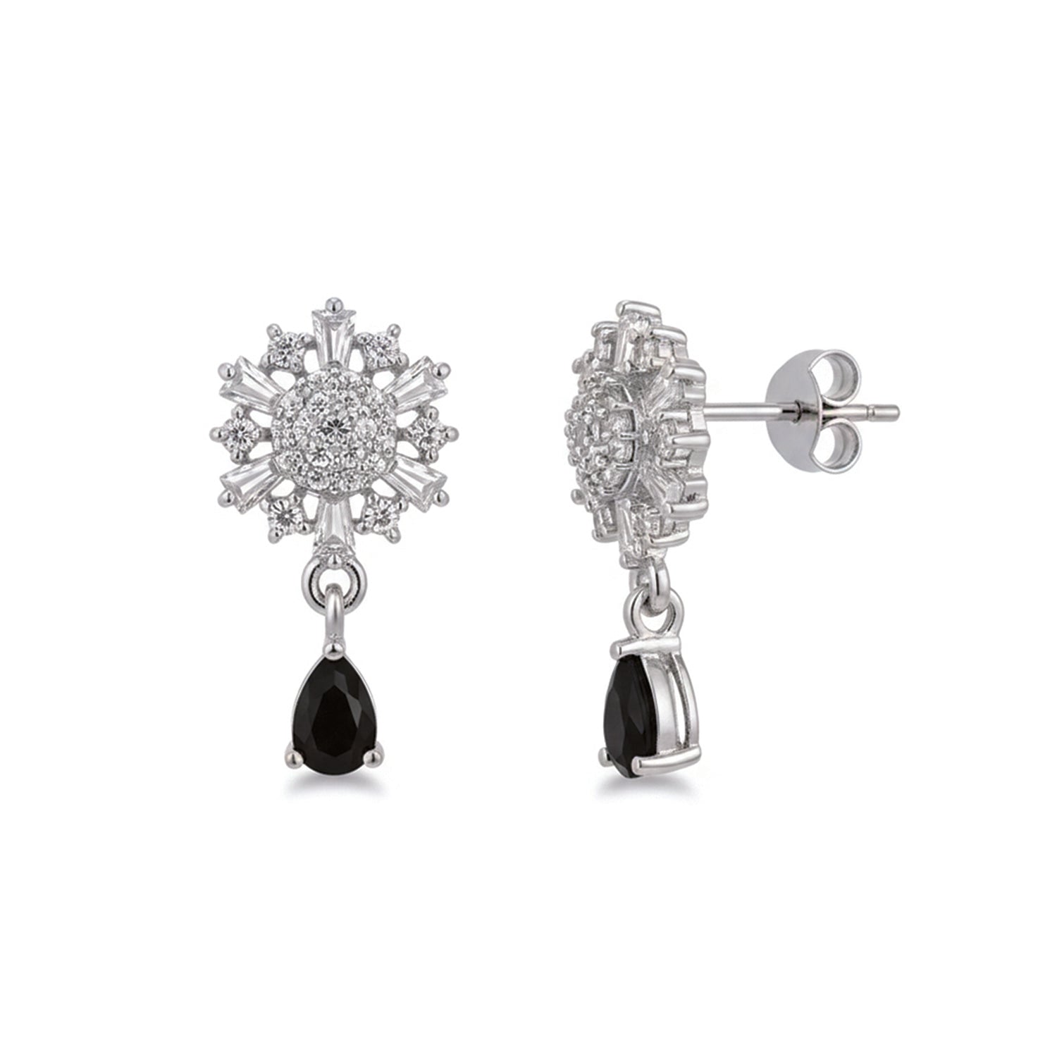 Nysa- Black Winter Bloom Diamond Earrings