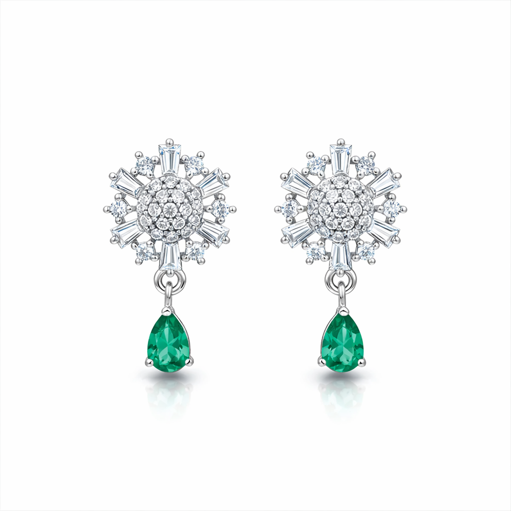 Nysa- Mint Winter Bloom Diamond Earrings