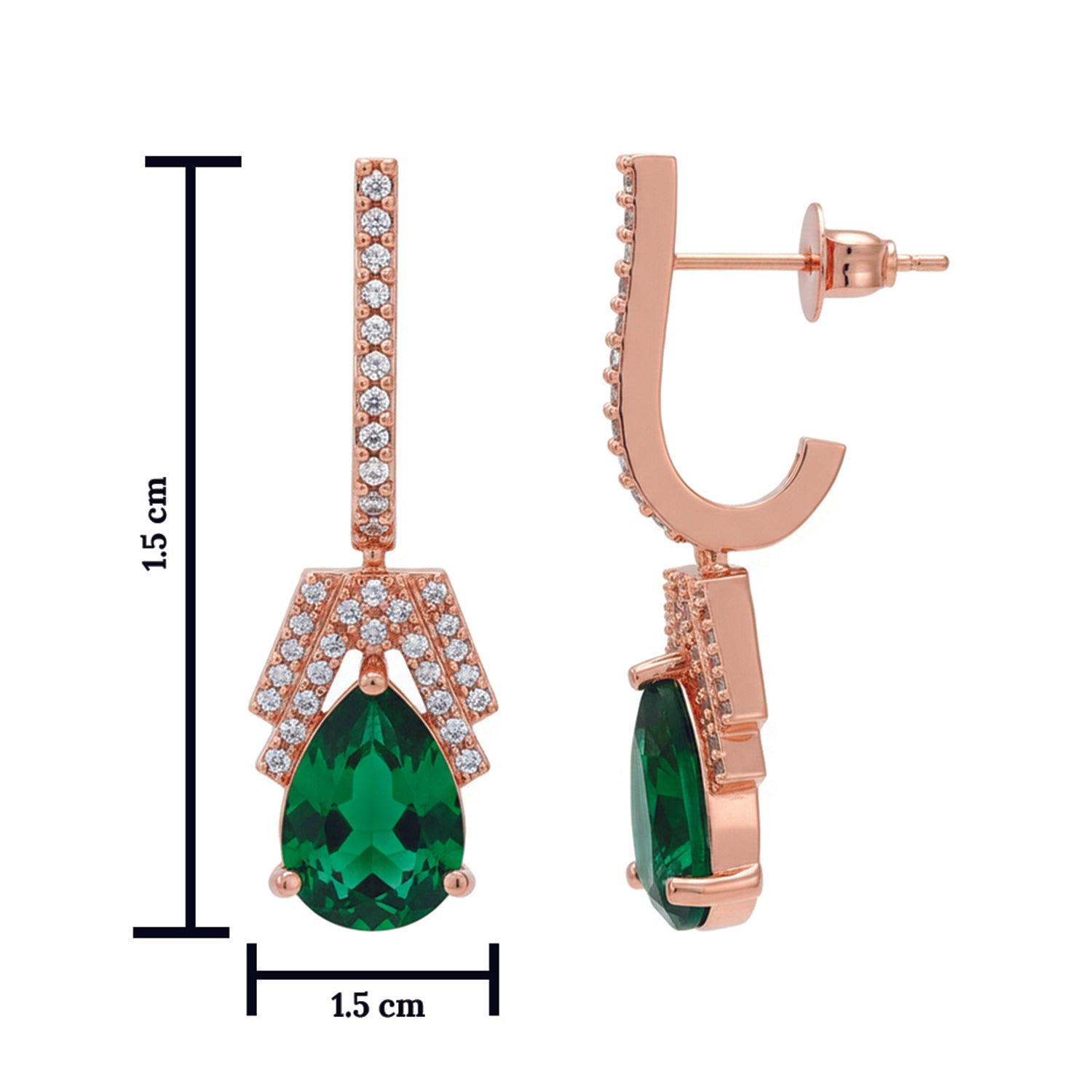 Flora- Green Drop Earrings with Pavé Accents