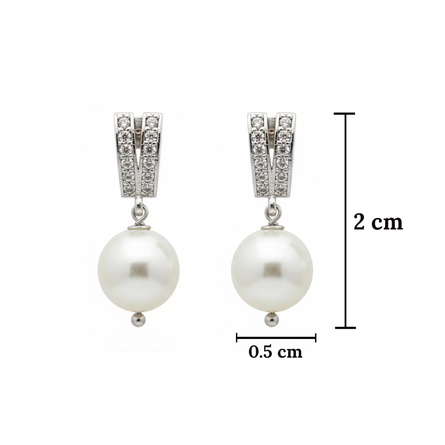 Nirmala- Elegant Silver-Tone Crystal & Pearl Drop Earrings