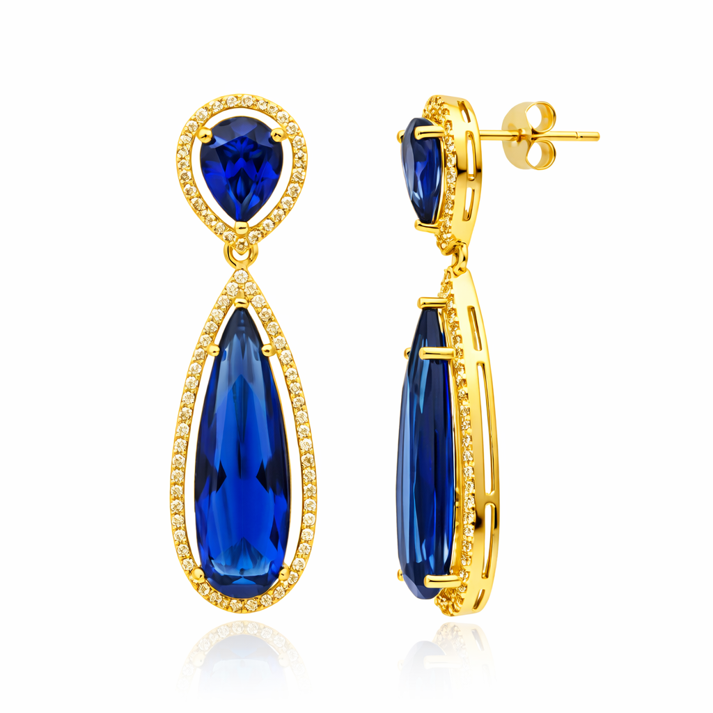 Ellen- Elegant Blue Sapphire Drop Earrings