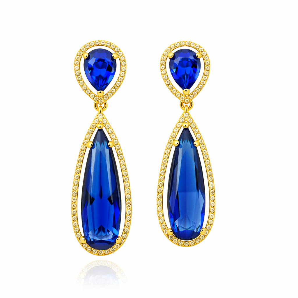Ellen- Elegant Blue Sapphire Drop Earrings