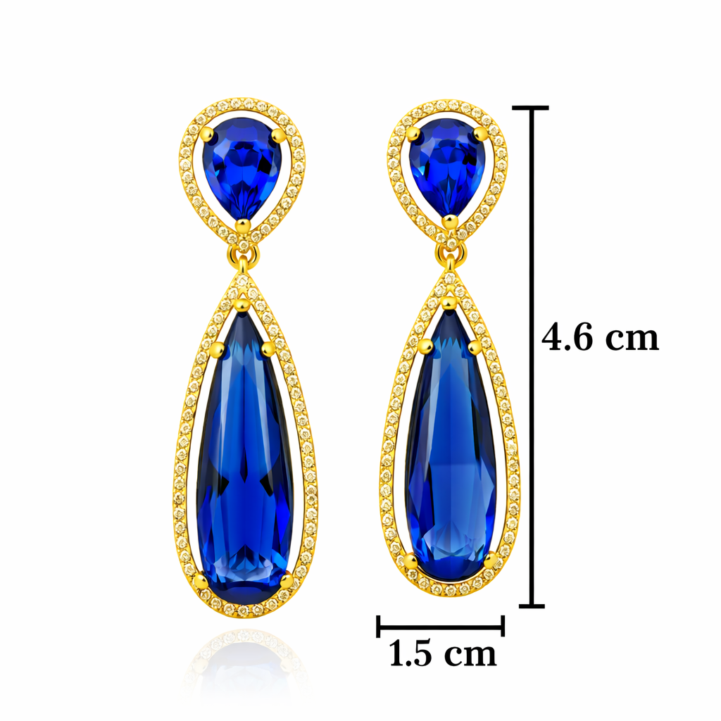Ellen- Elegant Blue Sapphire Drop Earrings