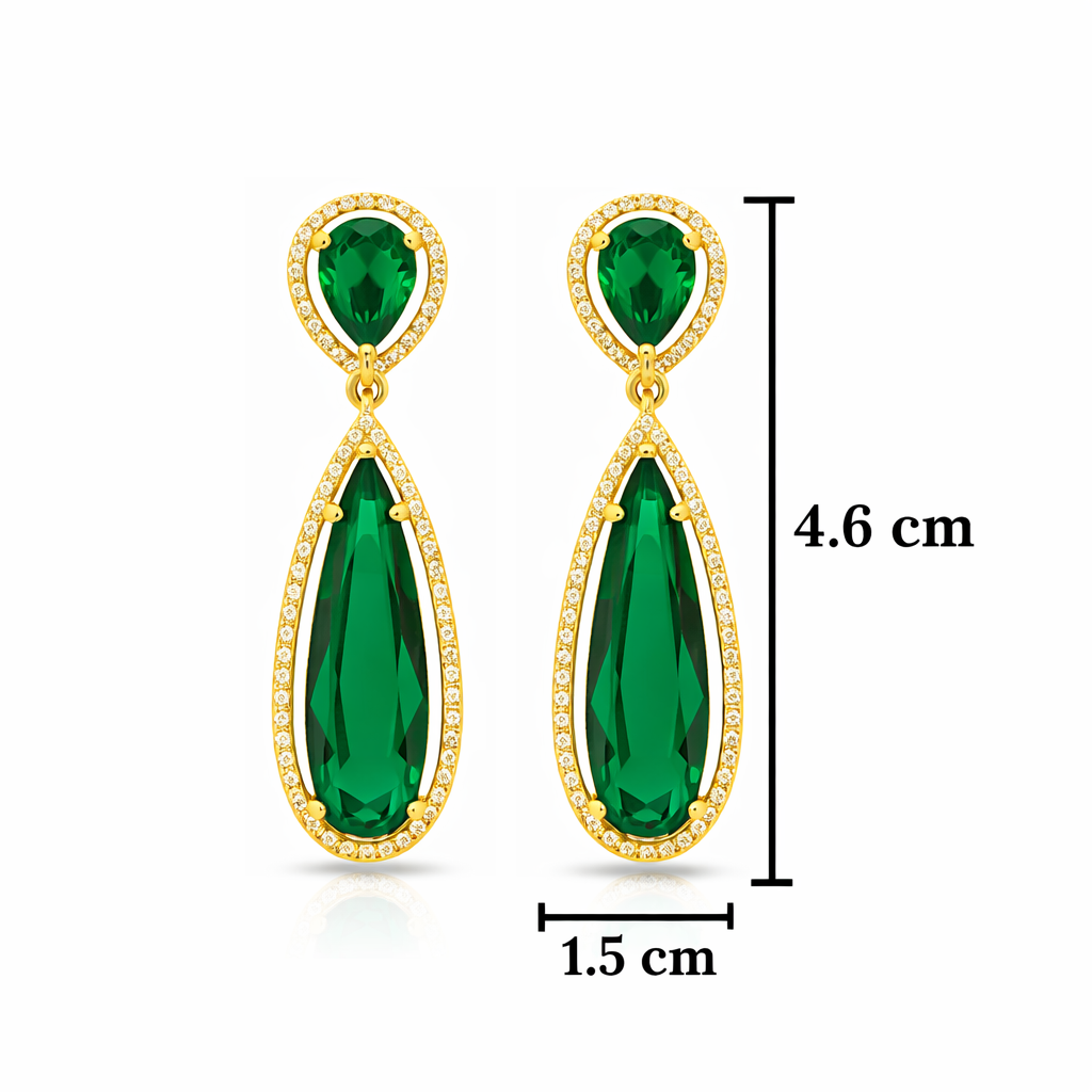 Ellen- Elegant Green Emerald Drop Earrings