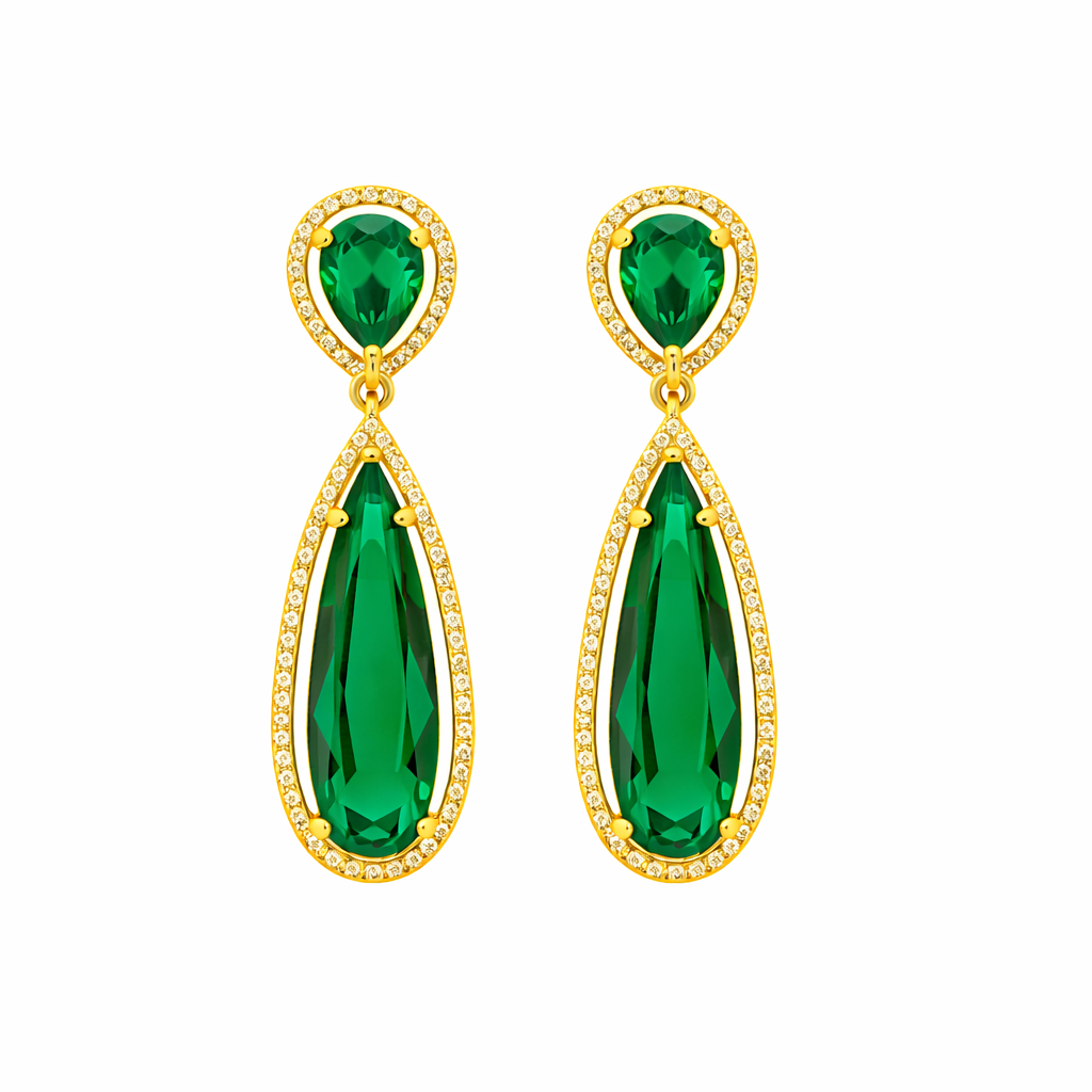 Ellen- Elegant Green Emerald Drop Earrings