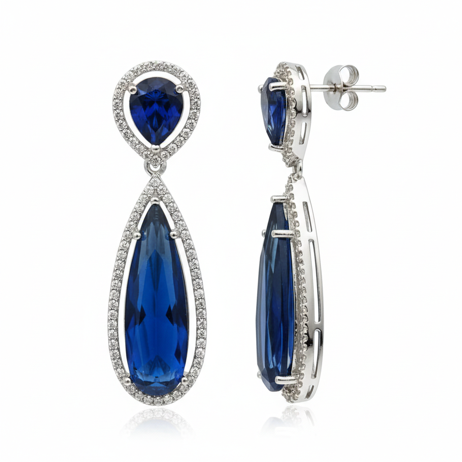 Ellen- Elegant Blue Sapphire Drop Earrings