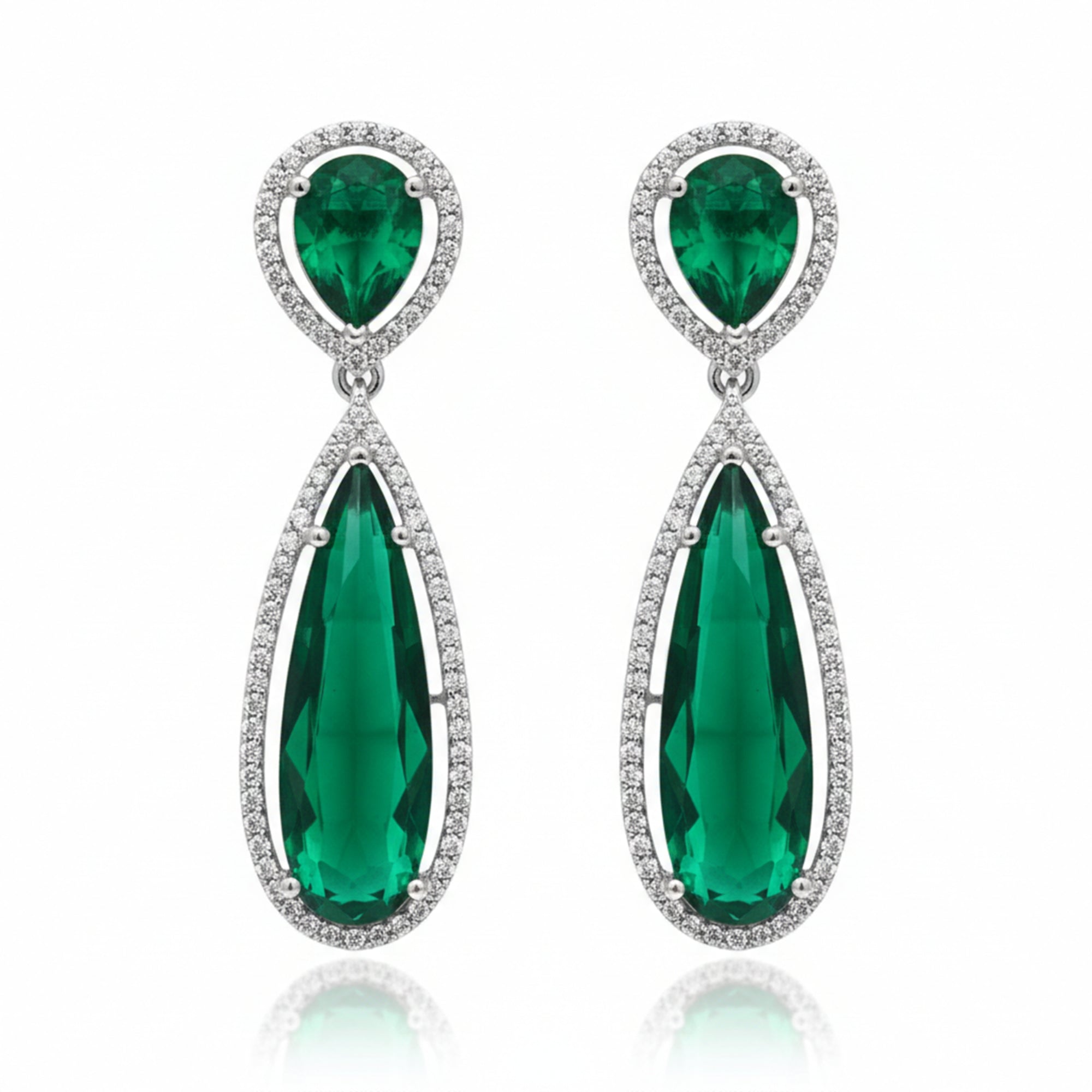 Ellen- Elegant Green Emerald Drop Earrings