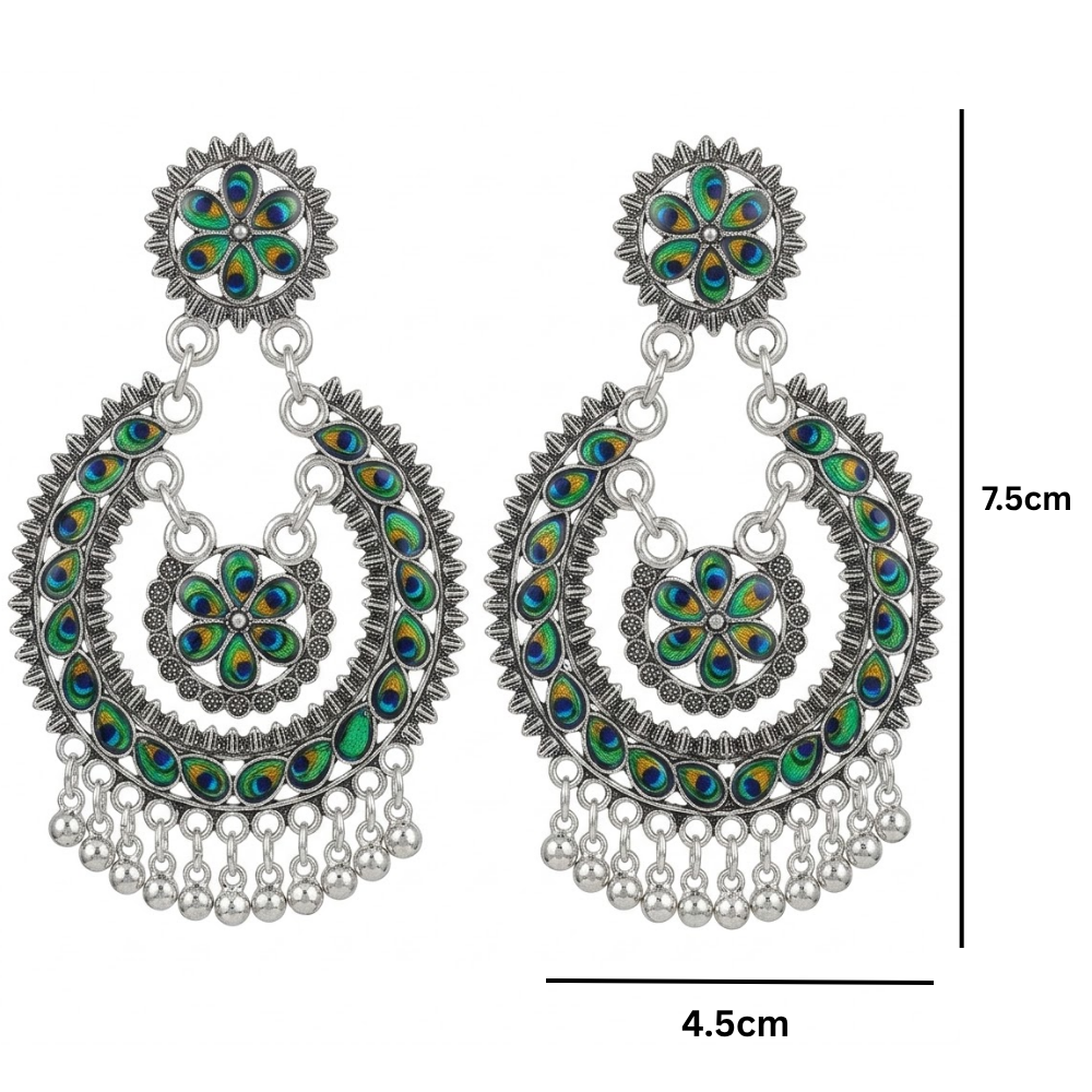 Mayura: Peacock Plume Meenakari Chandbalis