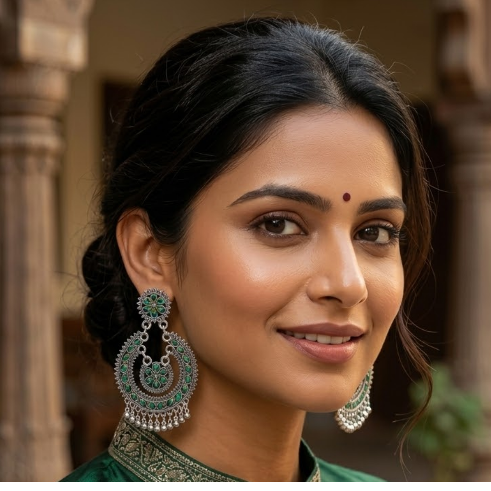 Mayura: Peacock Plume Meenakari Chandbalis