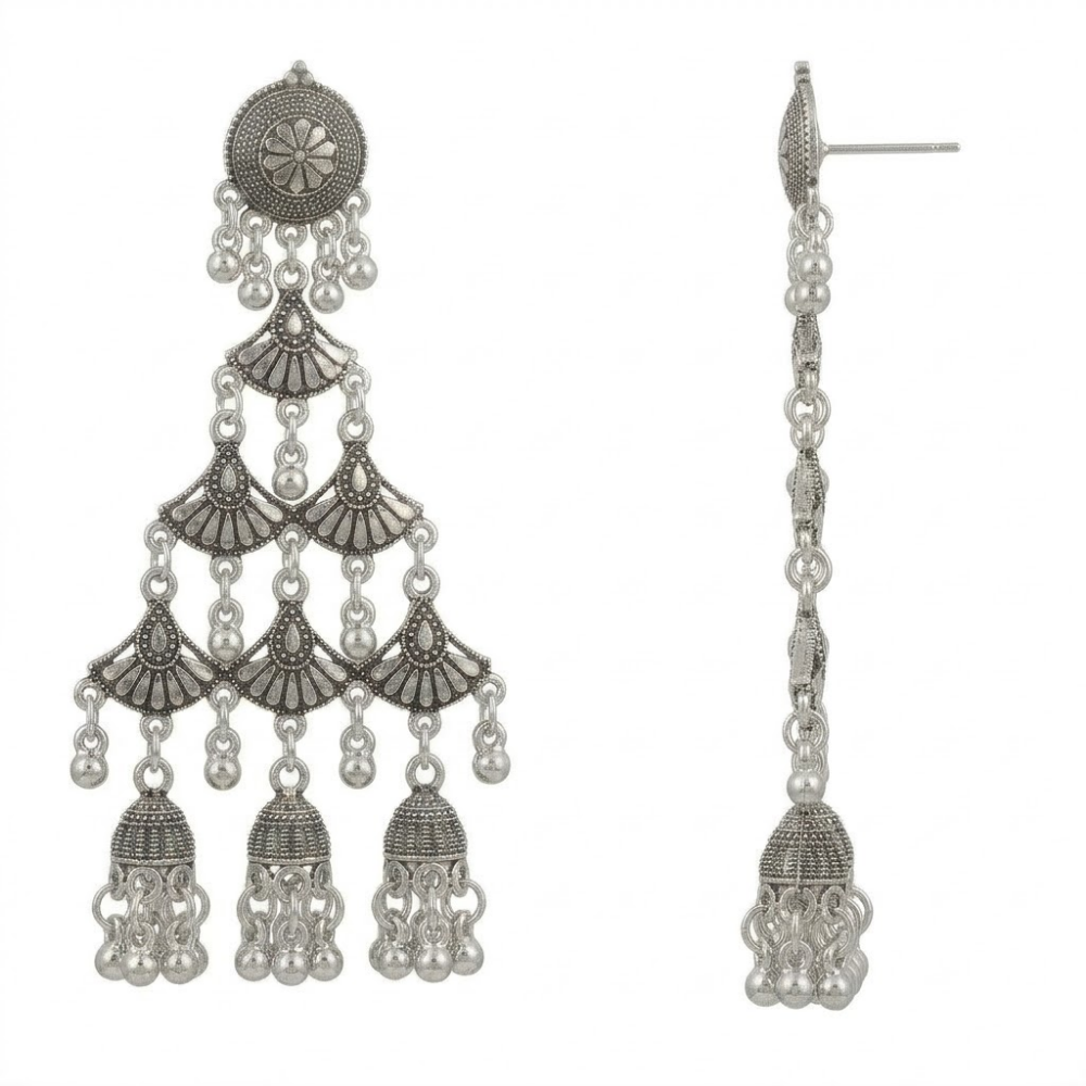 Pragya- Oxidised Traditional Chandbali Jhumka