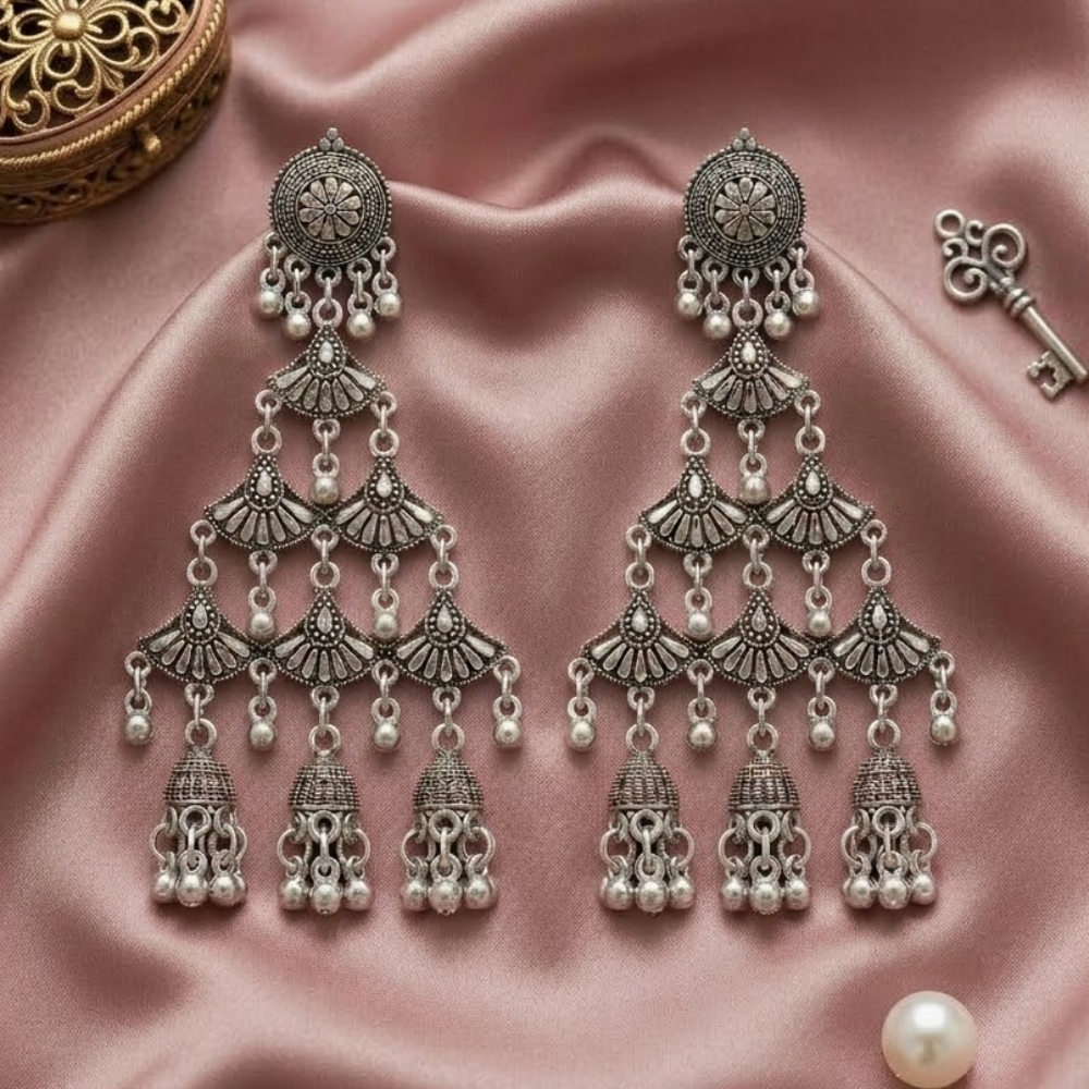 Pragya- Oxidised Traditional Chandbali Jhumka