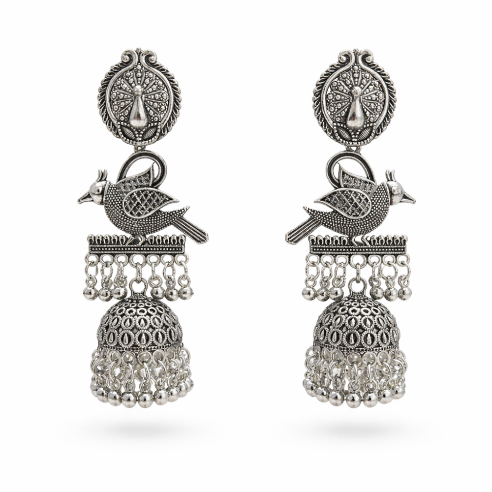 Jeeya- Tribal Bird Motif Jhumka