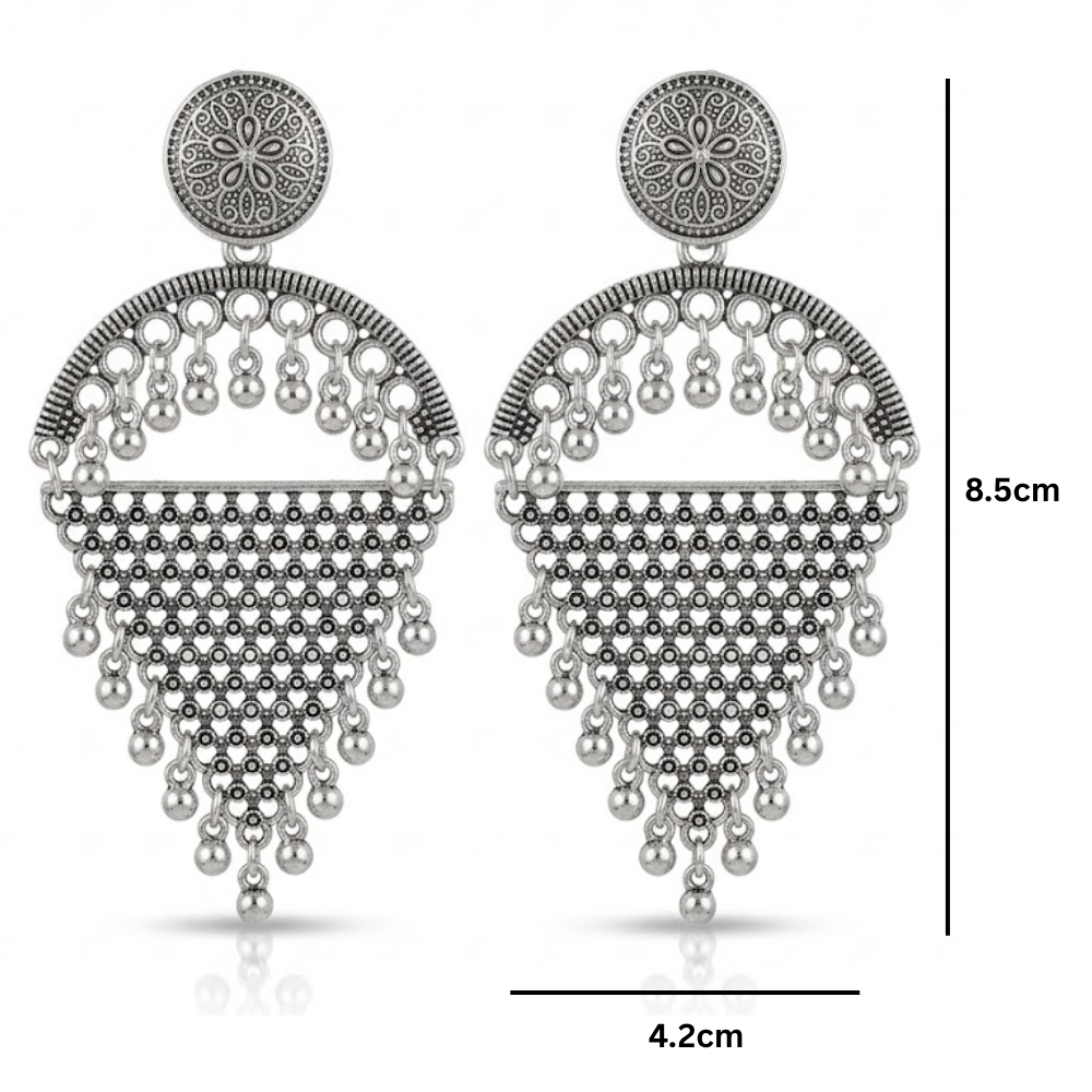 Heeya-Oxidized Fringe Dangle Earrings