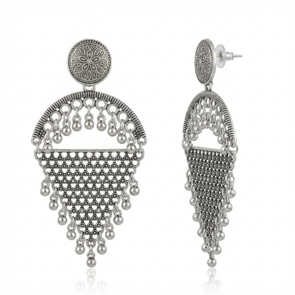 Heeya-Oxidized Fringe Dangle Earrings