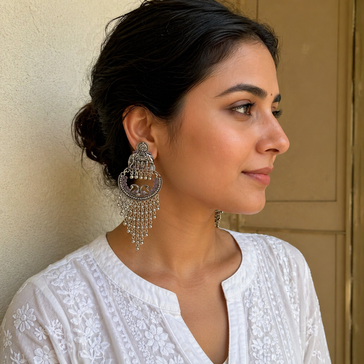 Divyanshi- Ethnic Fringe Elephant Dangle Earrings
