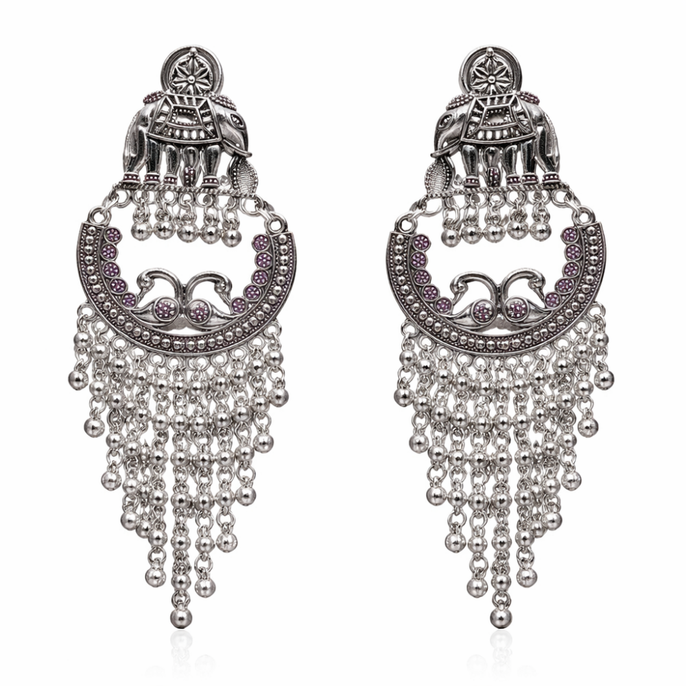 Divyanshi- Ethnic Fringe Elephant Dangle Earrings