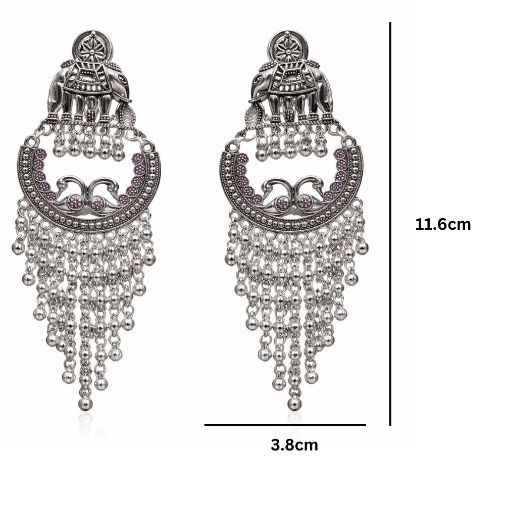 Divyanshi- Ethnic Fringe Elephant Dangle Earrings