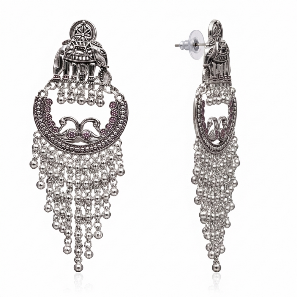 Divyanshi- Ethnic Fringe Elephant Dangle Earrings