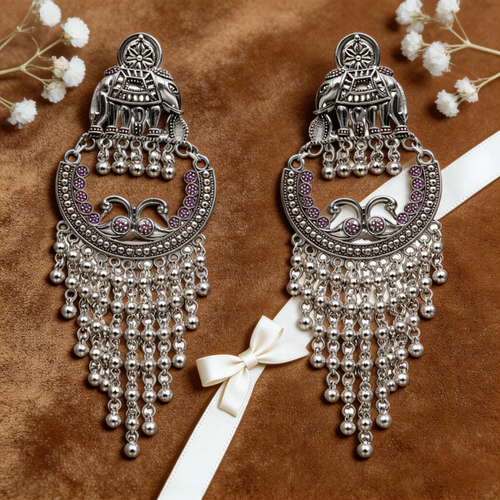 Divyanshi- Ethnic Fringe Elephant Dangle Earrings
