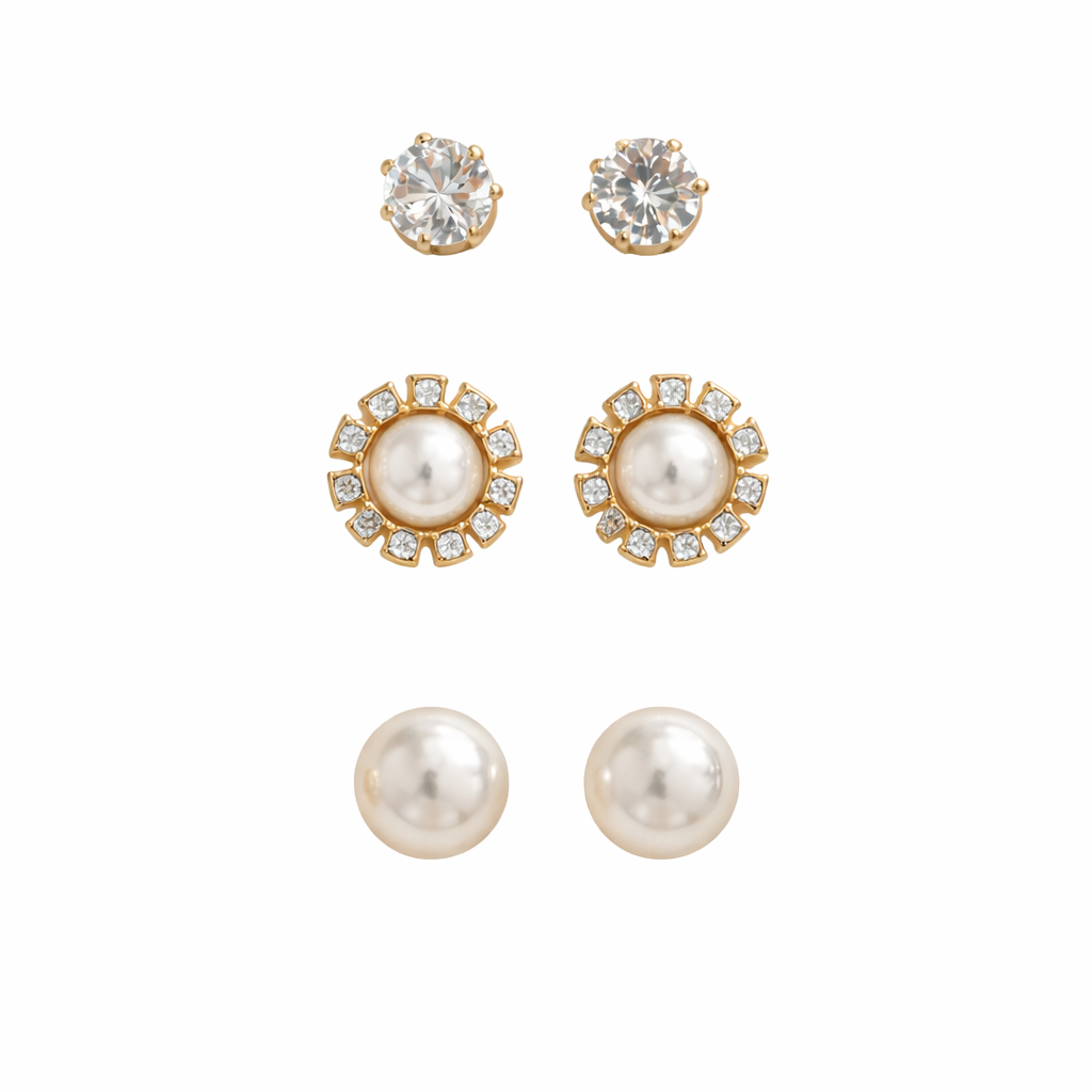 Alice- 3-Pair Stud Earrings Set