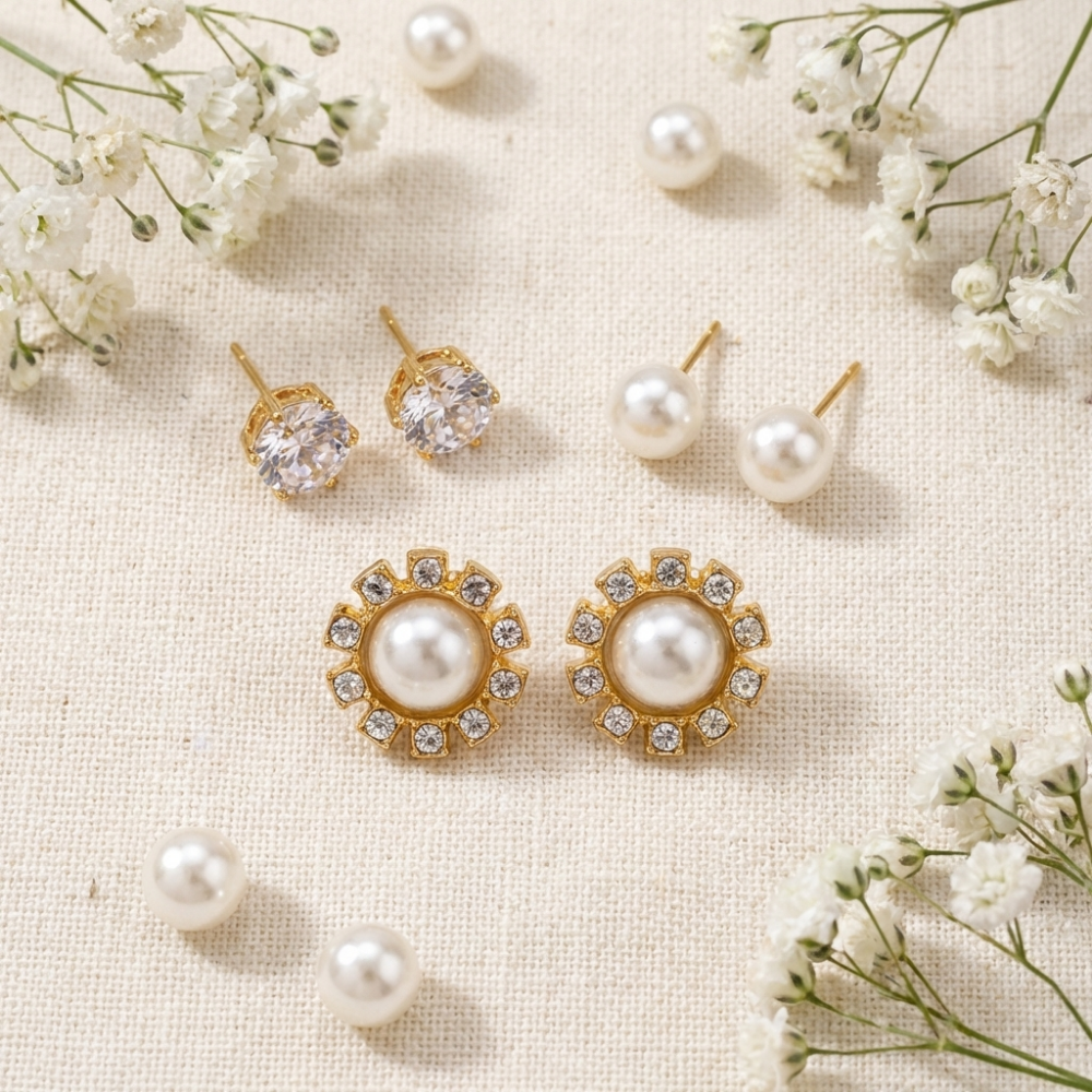 Alice- 3-Pair Stud Earrings Set