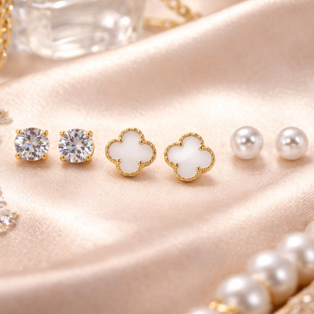 Alice- 3-Pair Stud Earrings Set